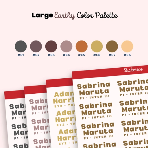 LARGE Earthy Color Name and Class Label Stickers