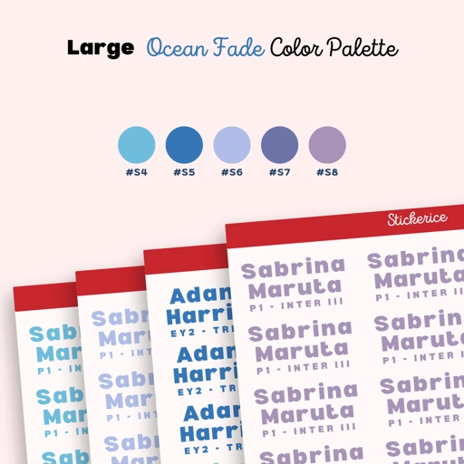 LARGE Ocean Fade Color Name and Class Label Stickers