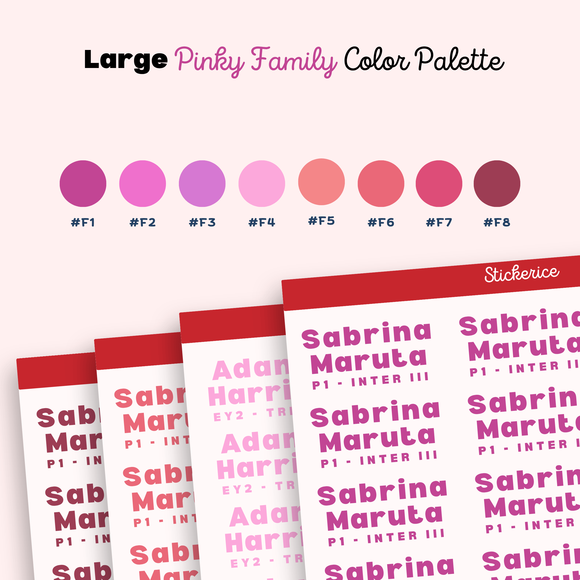 LARGE Pinky Family Color Name and Class Label Stickers