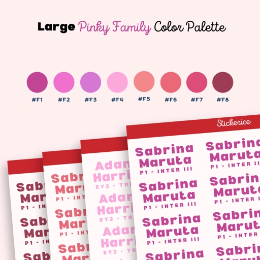 LARGE Pinky Family Color Name and Class Label Stickers