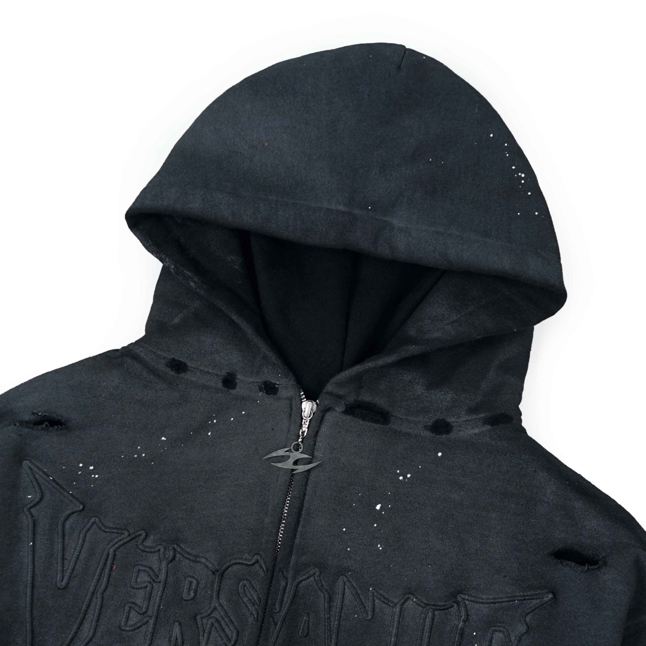 VERSANUE - INFERNO BLACK ZIP HOODIE