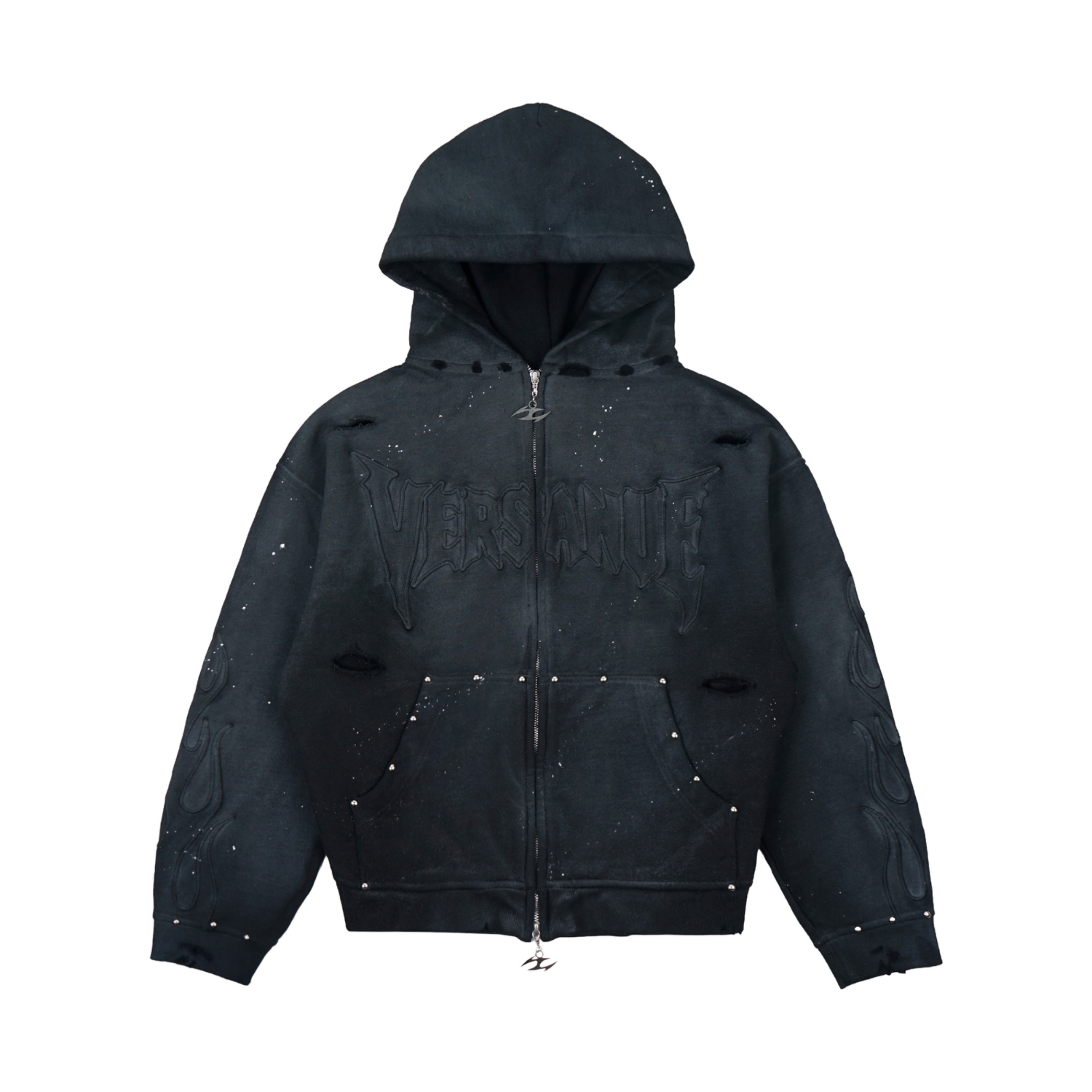 VERSANUE - INFERNO BLACK ZIP HOODIE