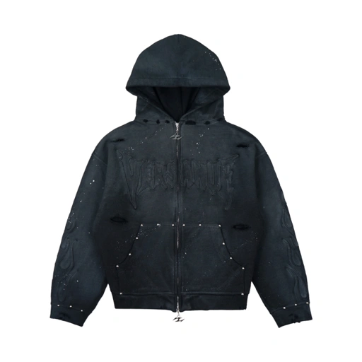 VERSANUE - INFERNO BLACK ZIP HOODIE