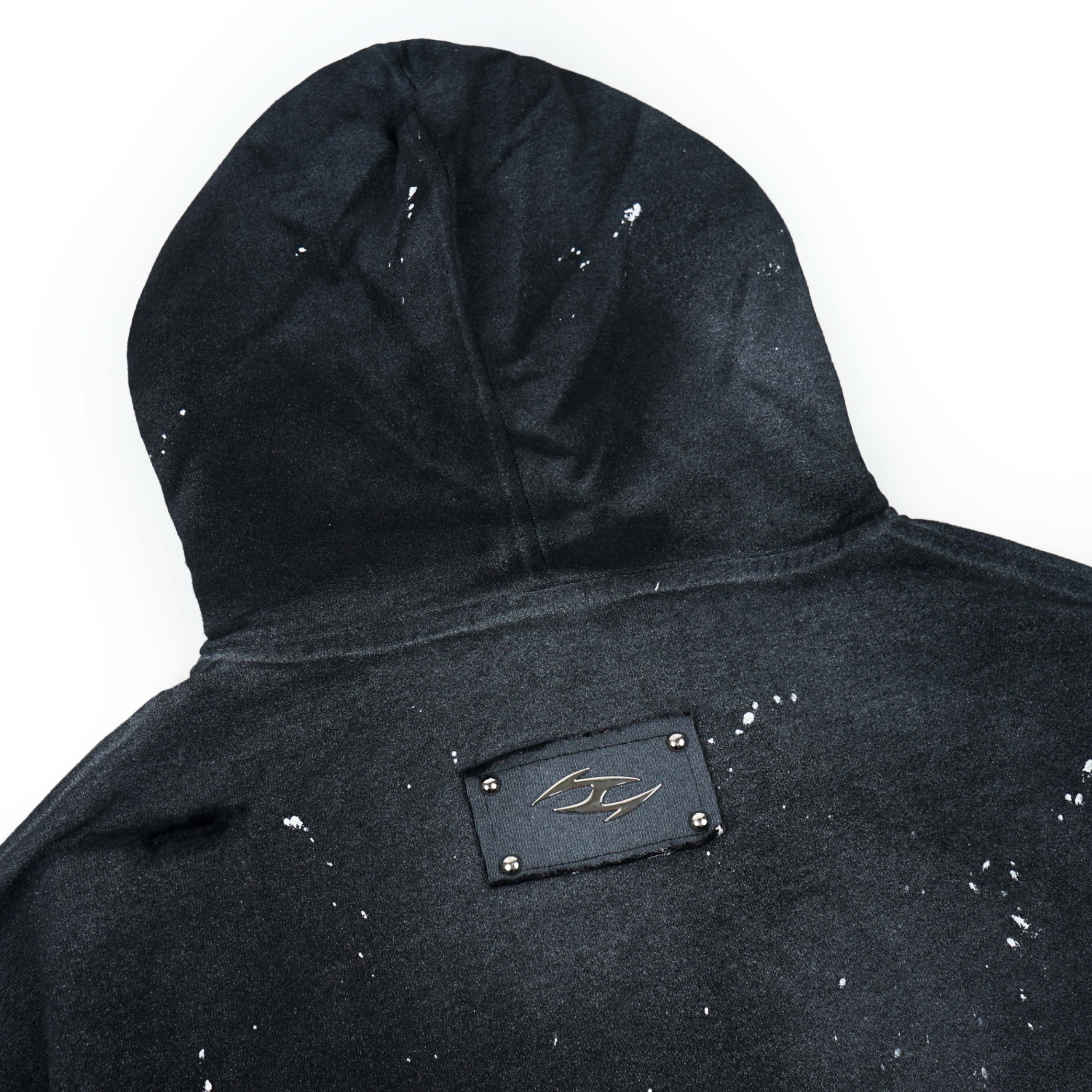  VERSANUE - INFERNO BLACK  WASHING ZIP HOODIE 