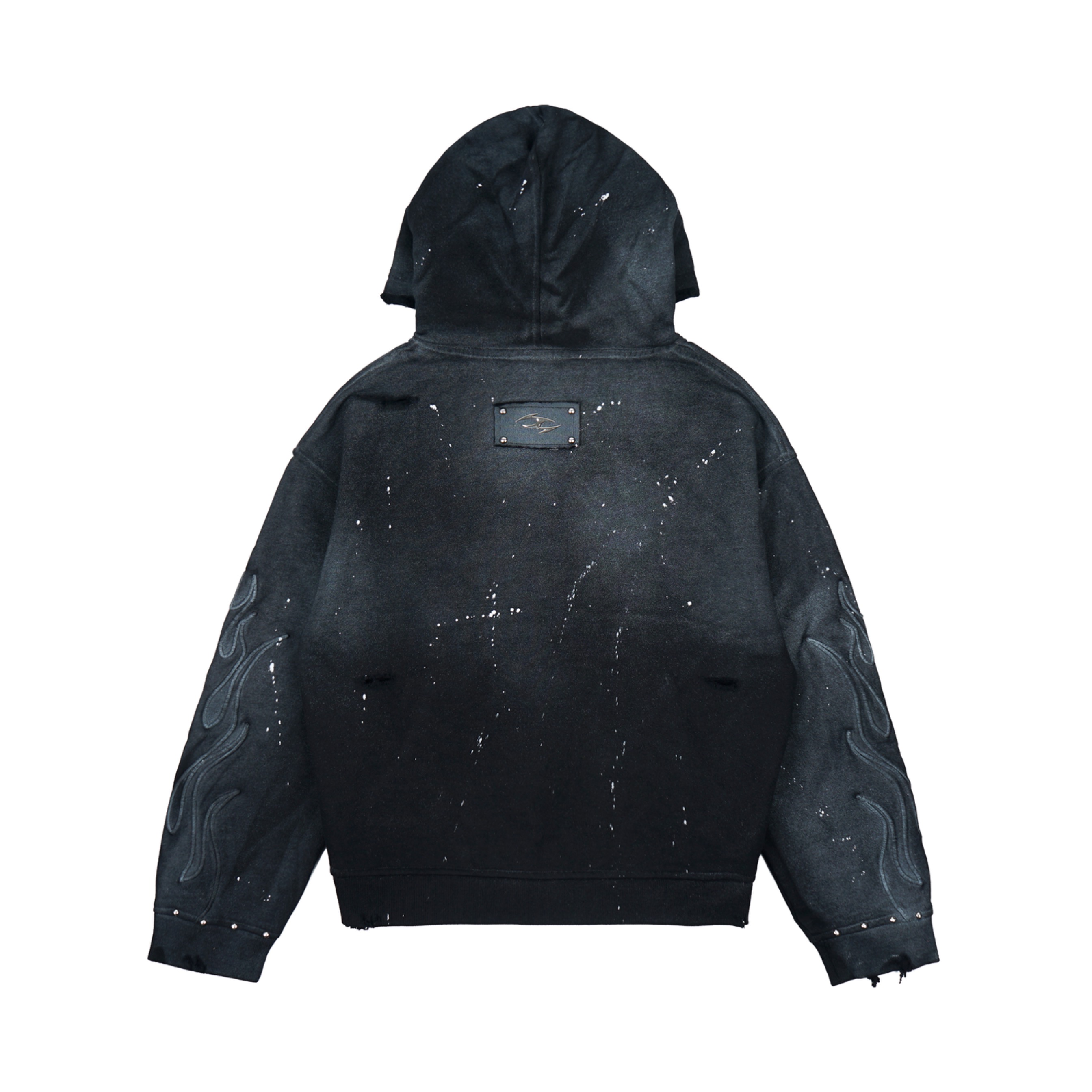  VERSANUE - INFERNO BLACK  WASHING ZIP HOODIE 