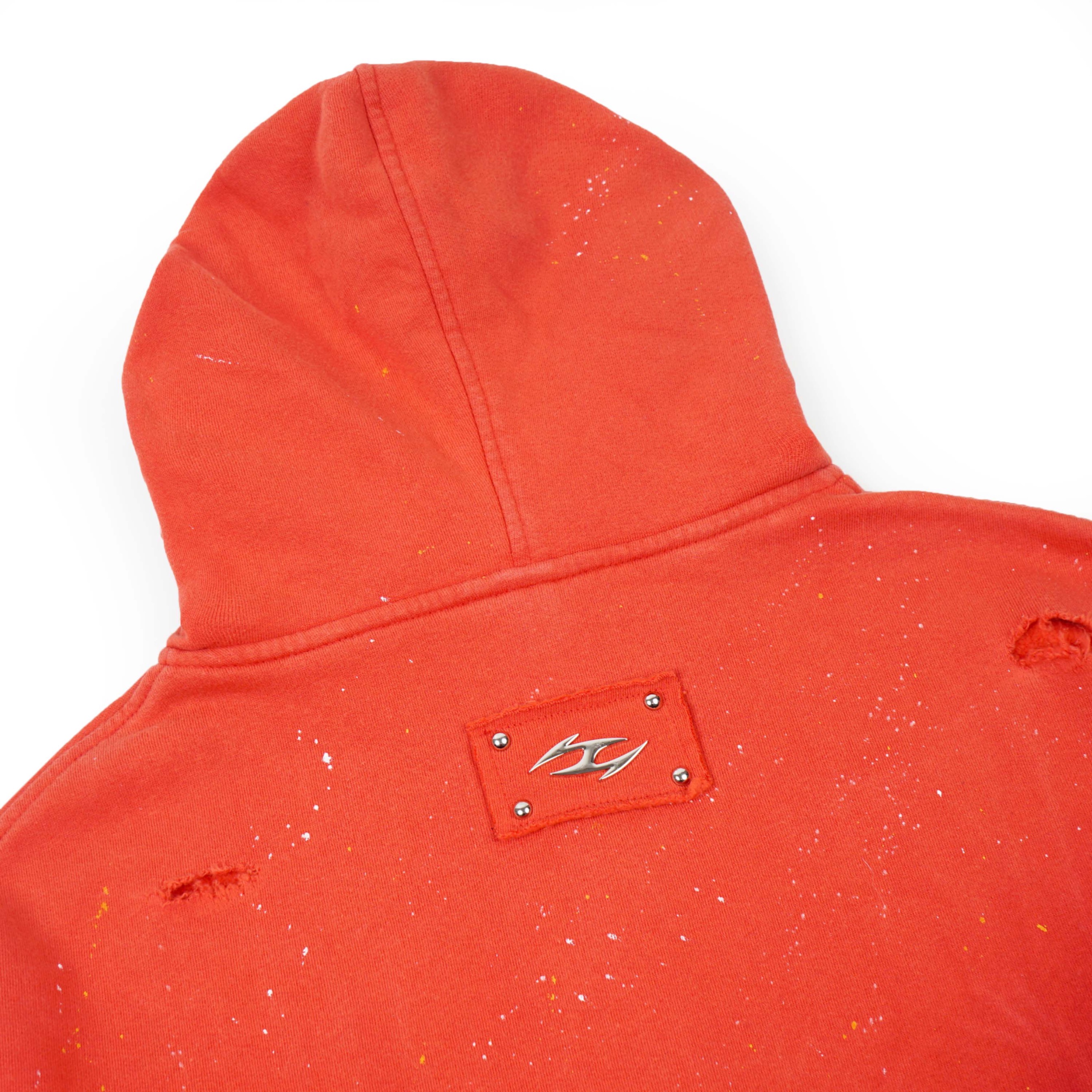 VERSANUE - INFERNO RED WASHING ZIP HOODIE 