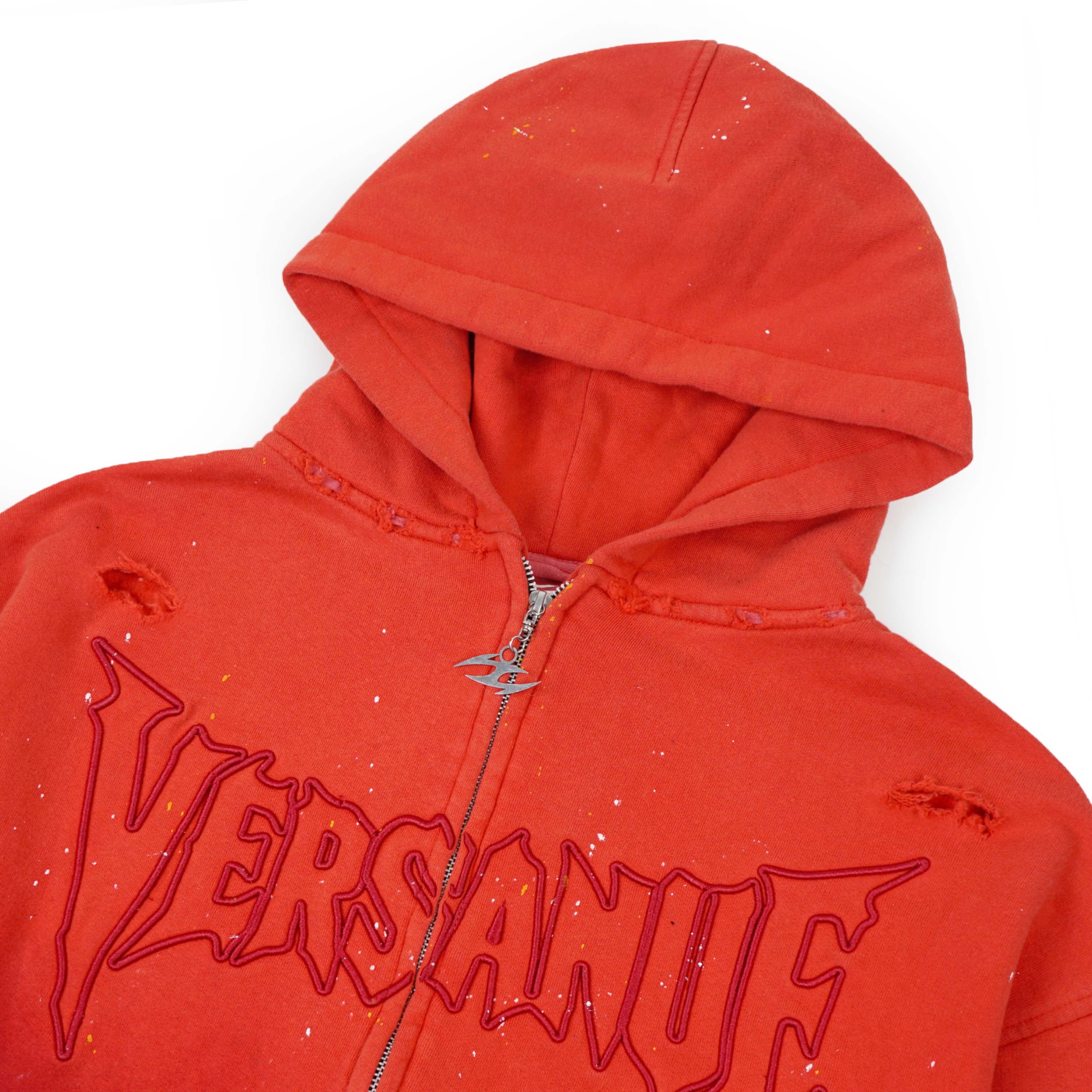 VERSANUE - INFERNO RED WASHING ZIP HOODIE 