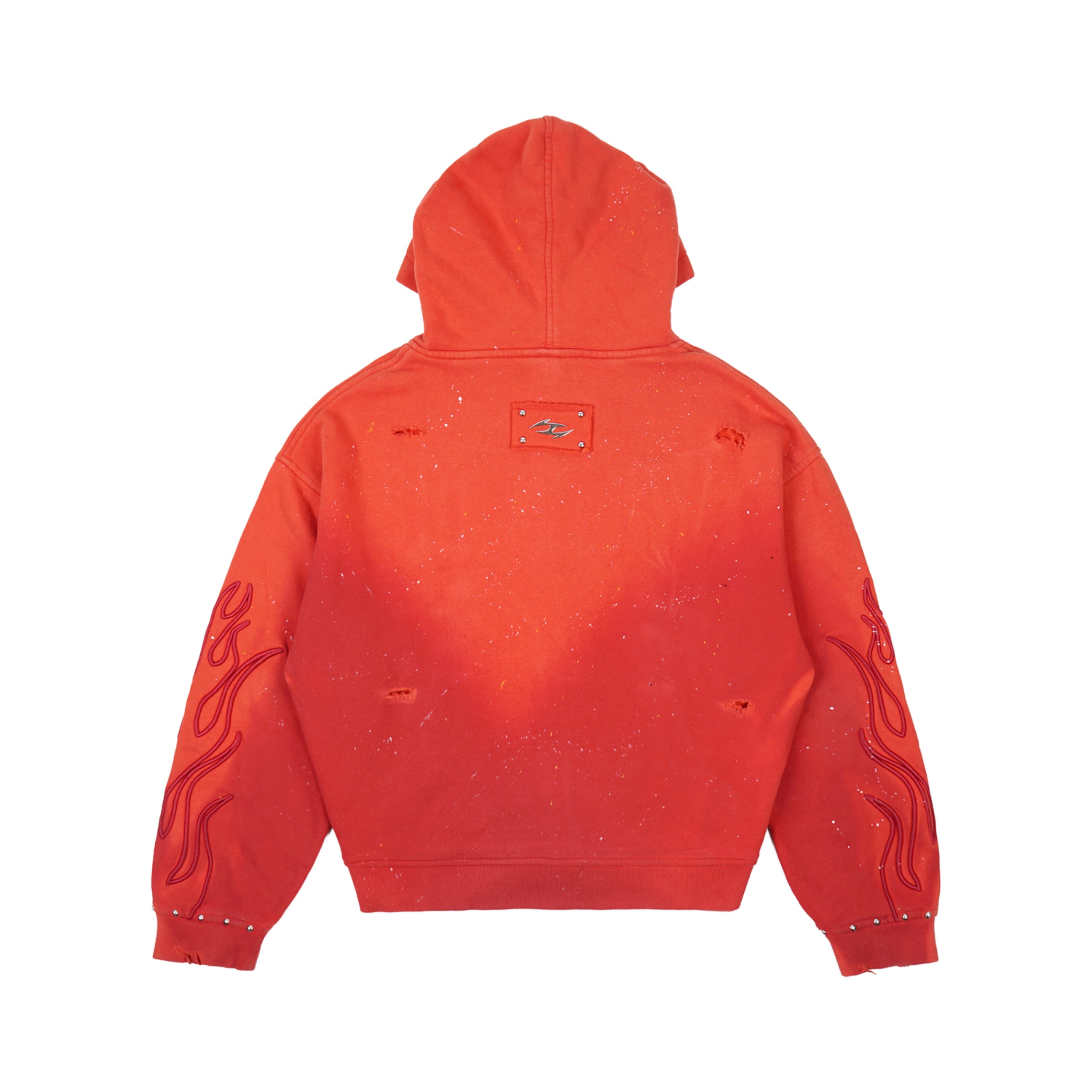 VERSANUE - INFERNO RED WASHING ZIP HOODIE 