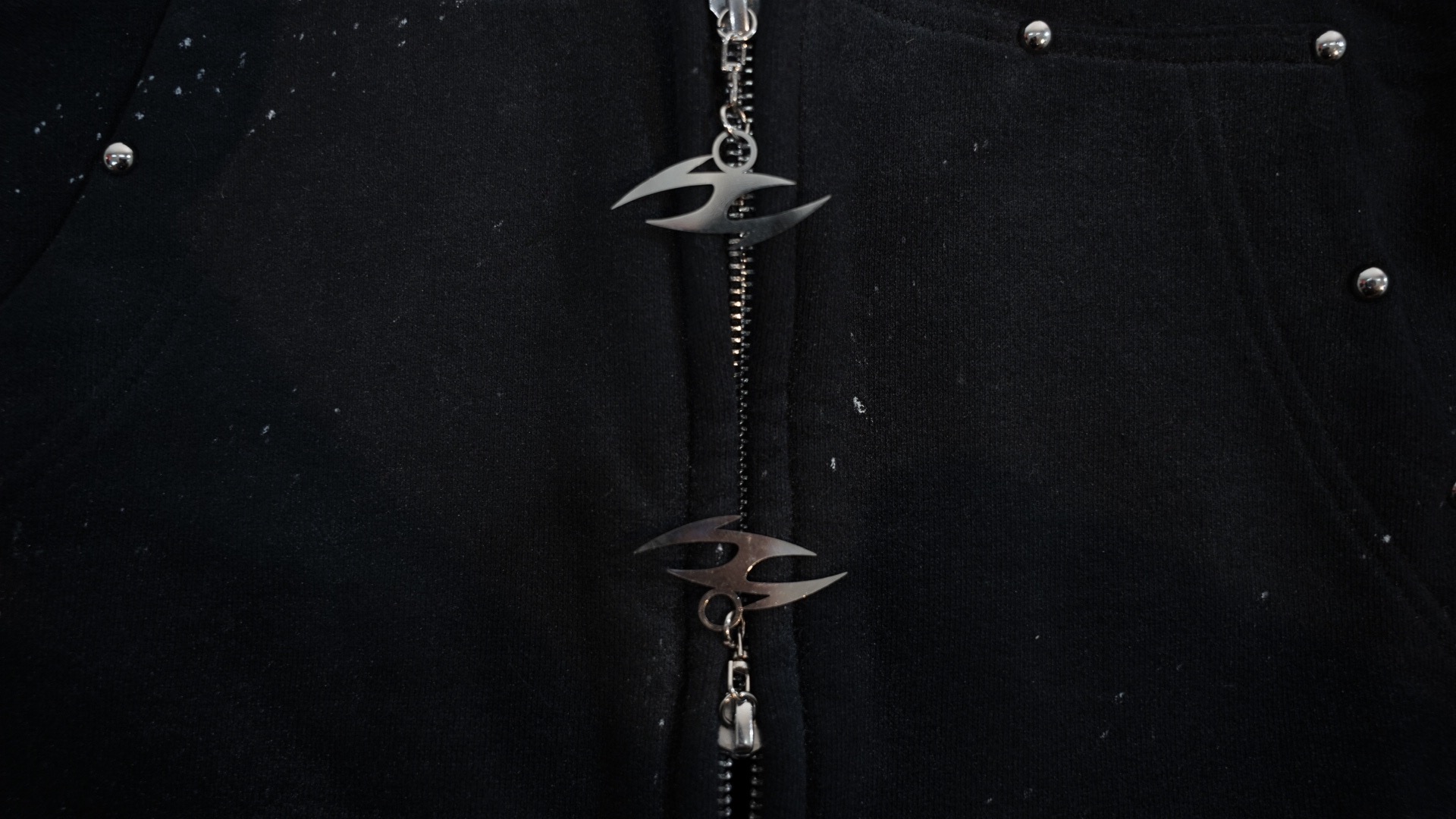  VERSANUE - INFERNO BLACK  WASHING ZIP HOODIE 