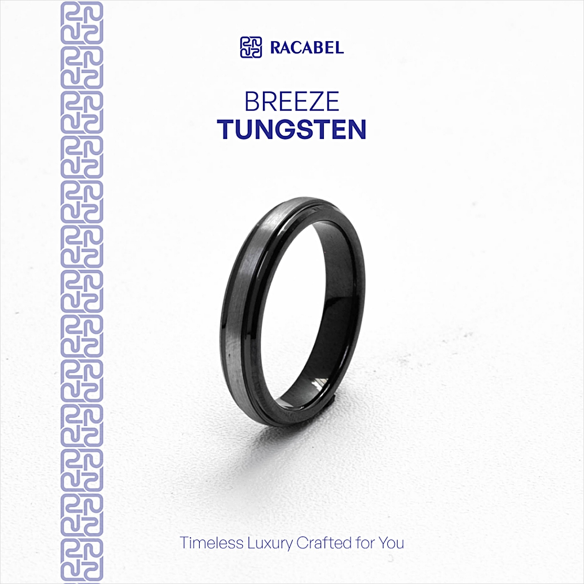 Racabel Breeze Black Ring - Cincin Tungsten Pria Hitam Anti Karat - 4mm