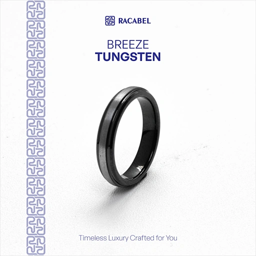 Racabel Breeze Black Ring - Cincin Tungsten Pria Hitam Anti Karat - 4mm