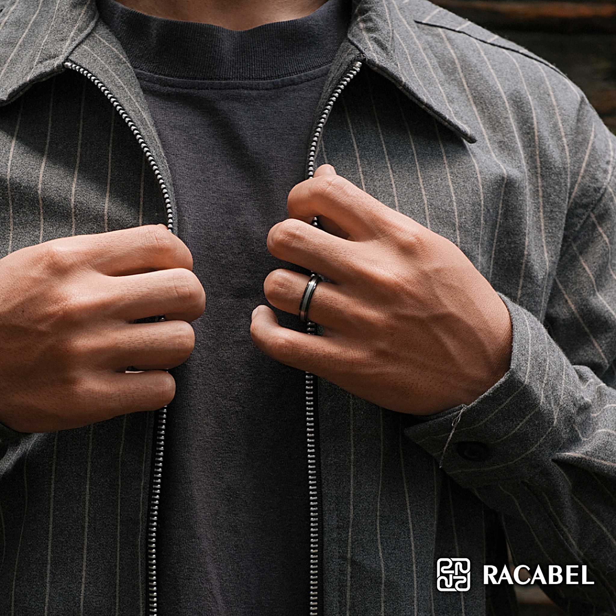 Racabel Breeze Black Ring - Cincin Tungsten Pria Hitam Anti Karat - 4mm
