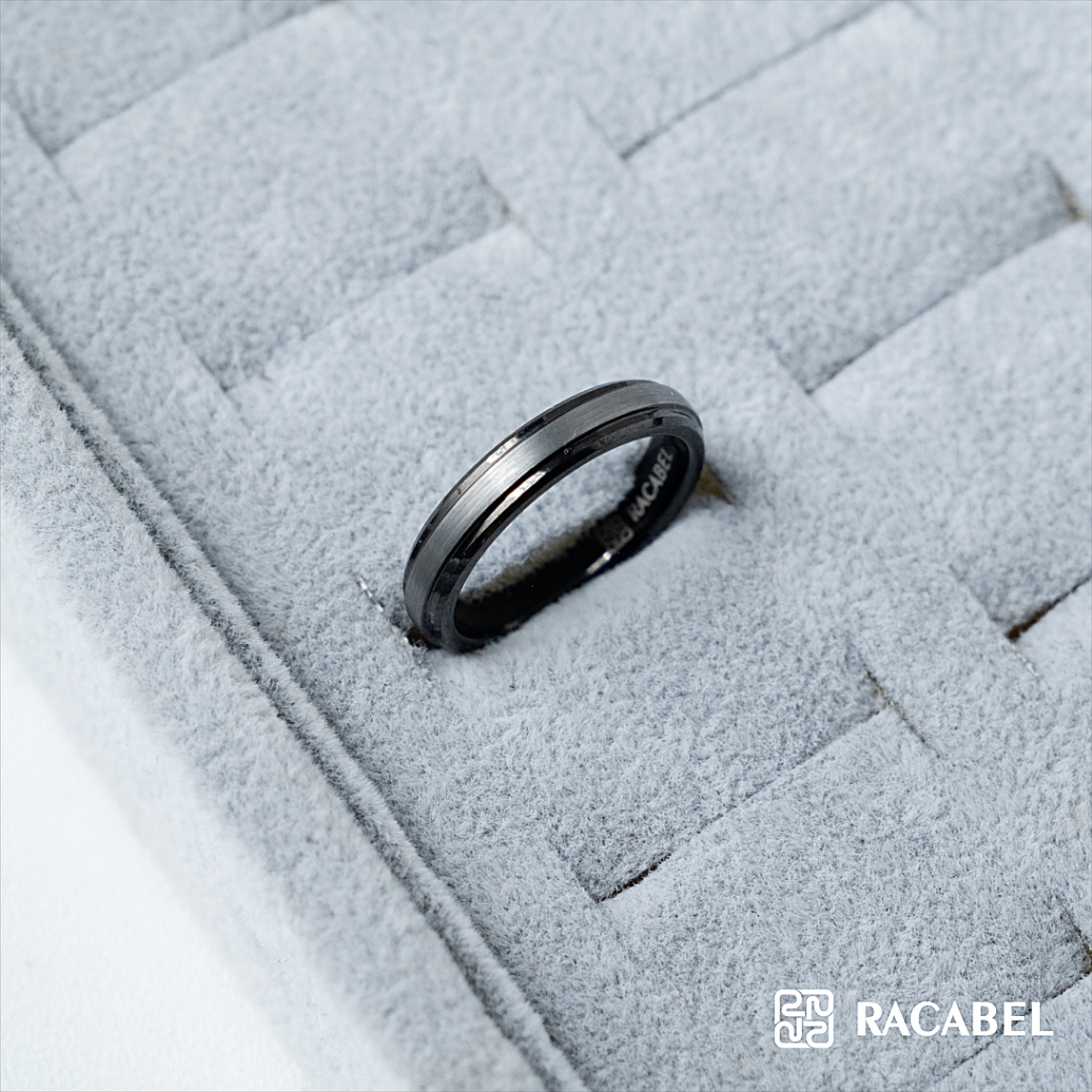 Racabel Breeze Black Ring - Cincin Tungsten Pria Hitam Anti Karat - 4mm