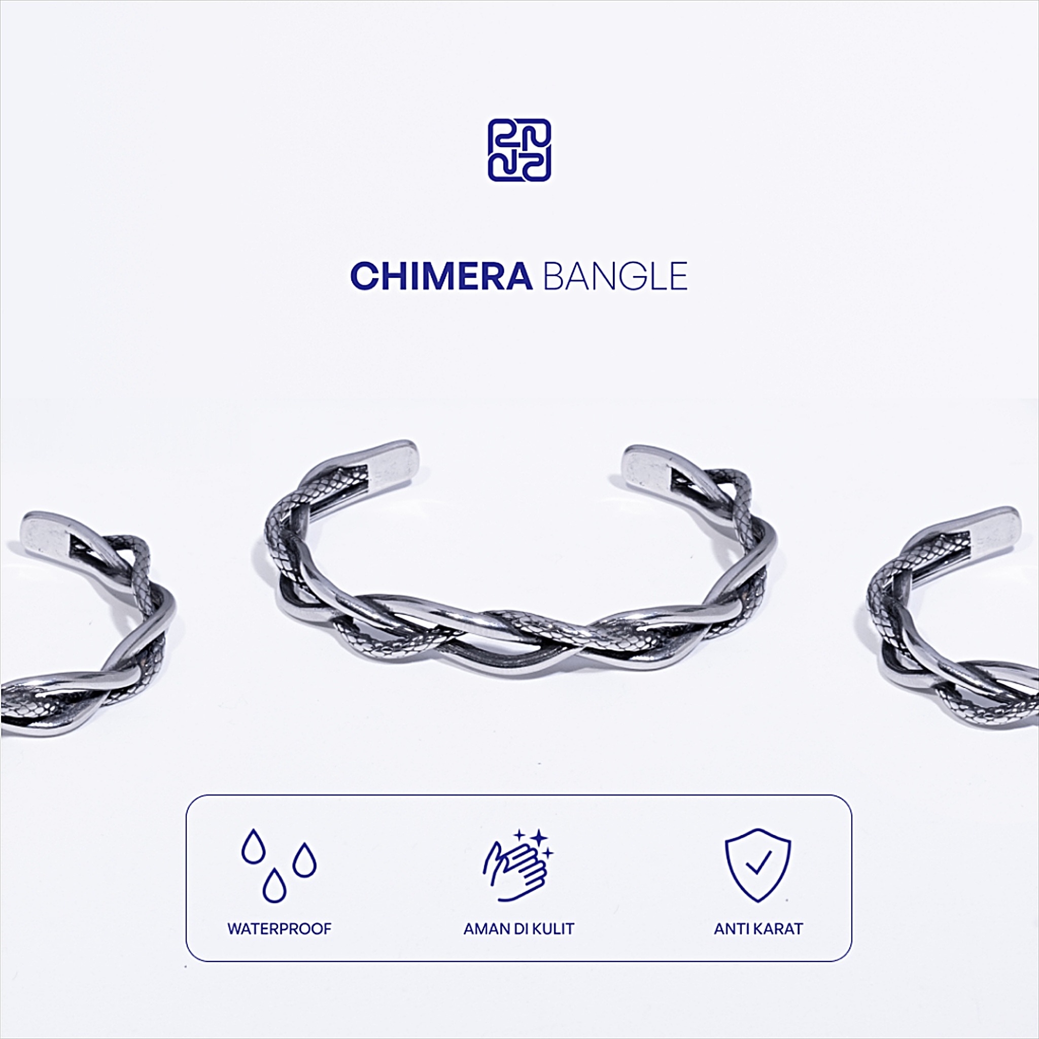 Racabel Chimera Bangle - Gelang Pria Wanita Stainless Steel Anti Karat