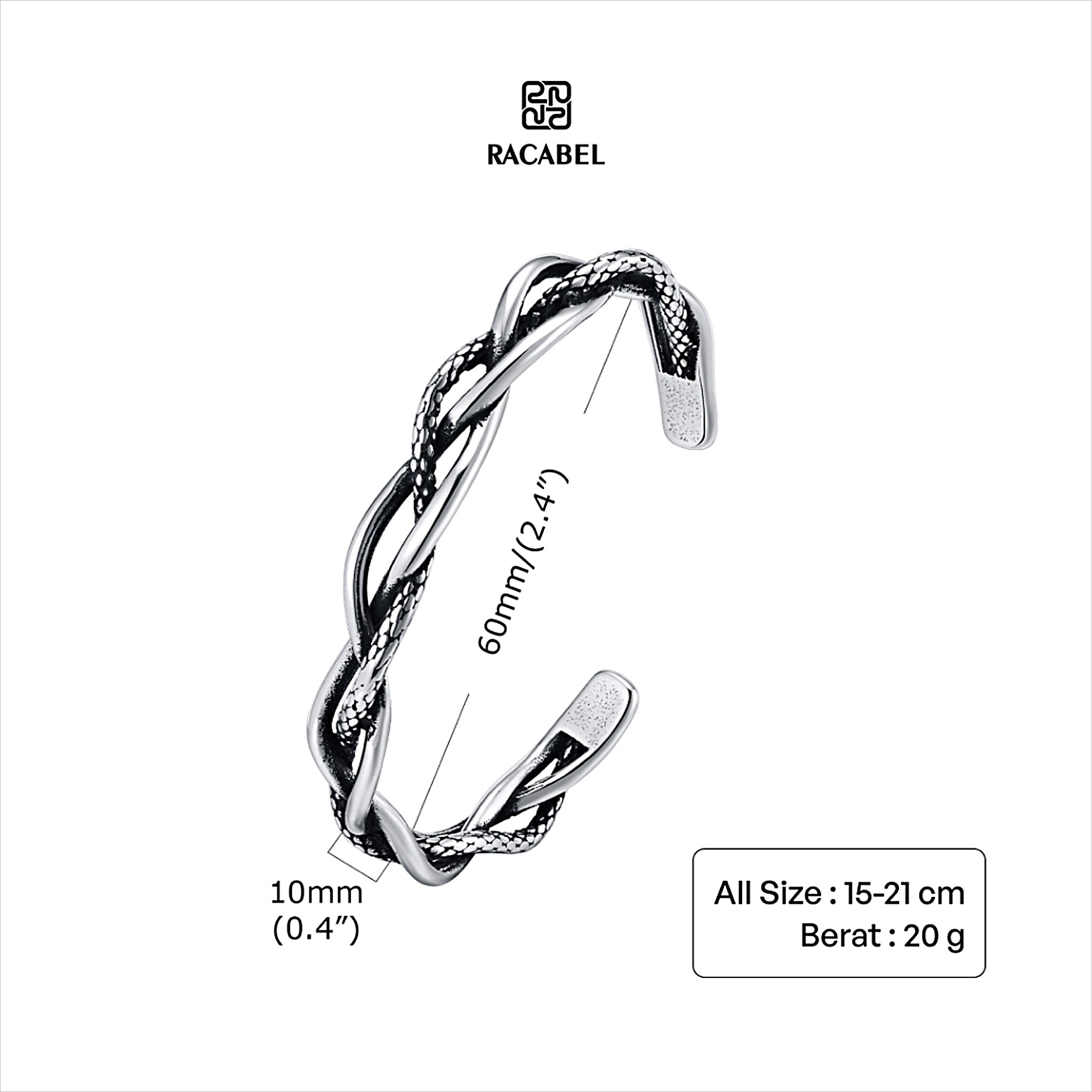 Racabel Chimera Bangle - Gelang Pria Wanita Stainless Steel Anti Karat