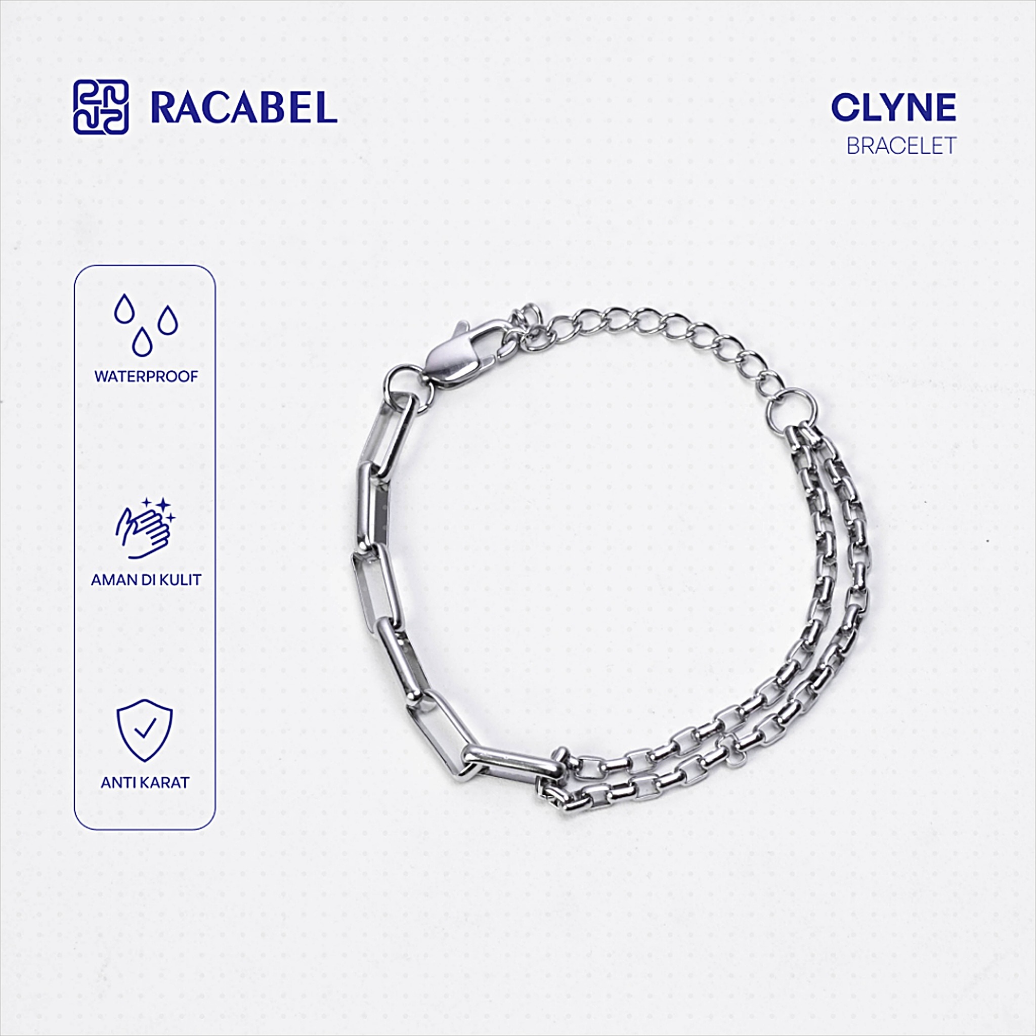 Racabel Clyne Bracelet - Gelang Tangan Anti Karat Pria & Wanita Stainless Steel - Casual Series