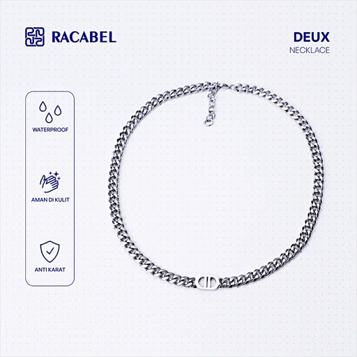 Racabel Deux Necklace - Kalung Rantai Silver Titanium Anti Karat Pria