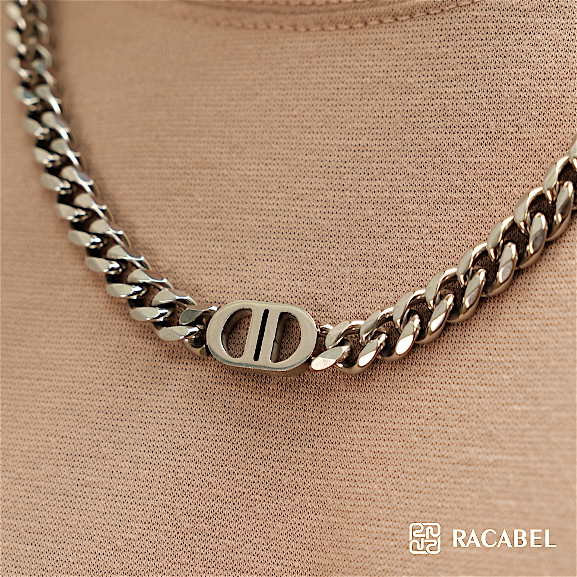 Racabel Deux Necklace - Kalung Rantai Silver Titanium Anti Karat Pria