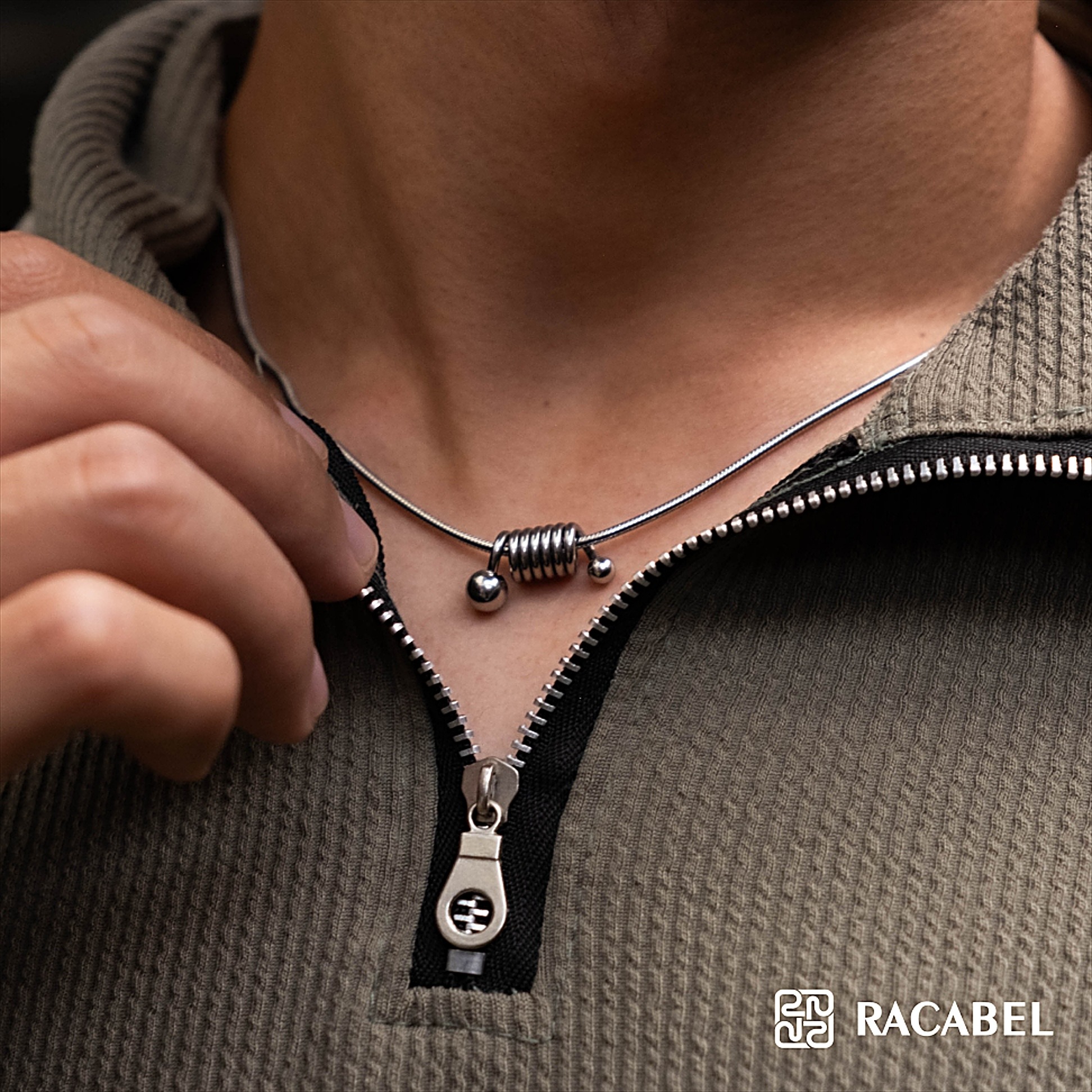 Racabel Eryth Necklace - Kalung Rantai Silver Titanium Anti Karat Pria
