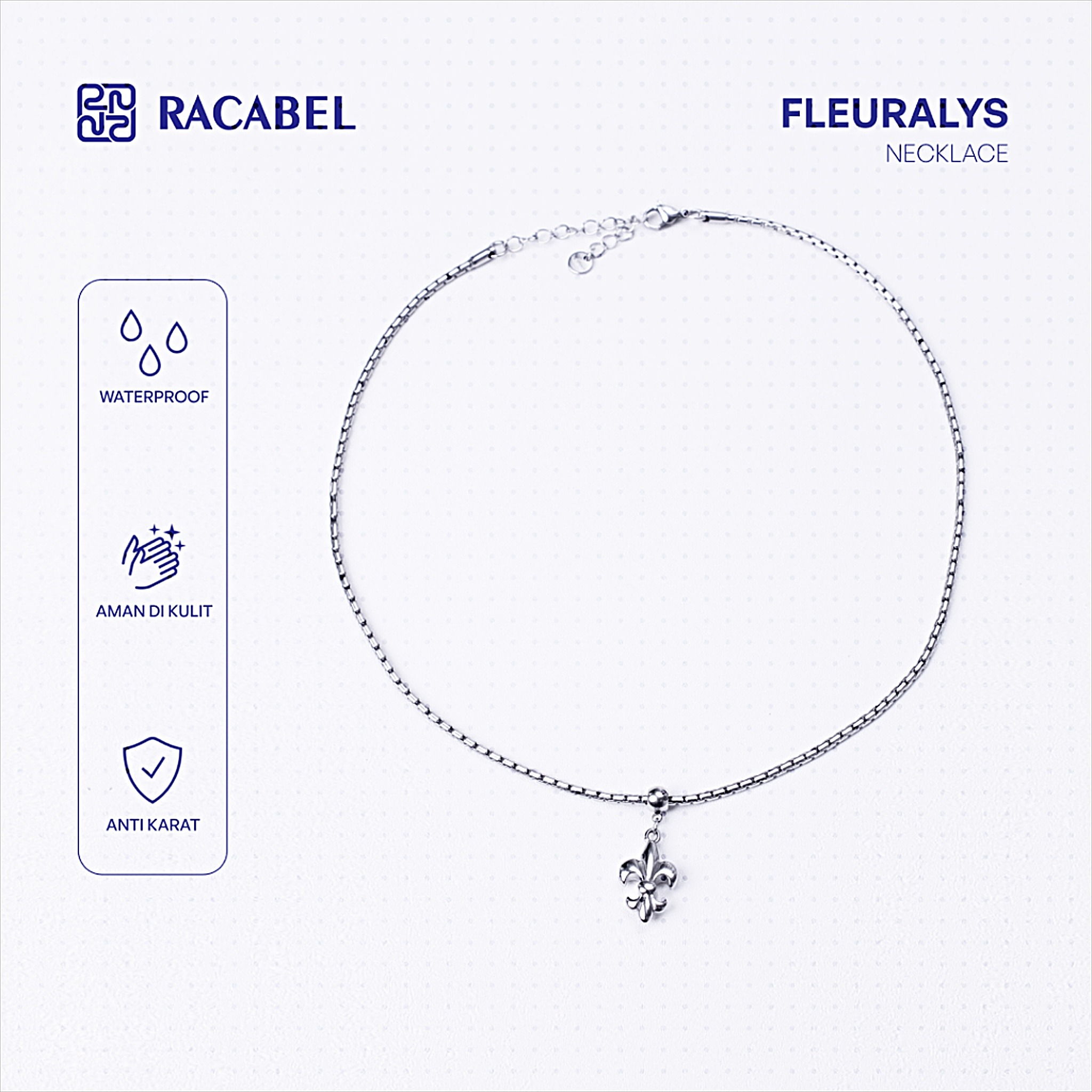 Racabel Fleuralys Necklace - Kalung Rantai Silver Titanium Anti Karat Pria