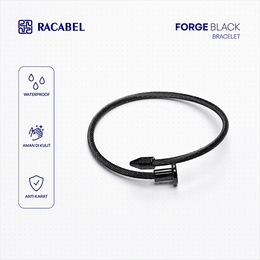 Racabel Forge Bracelet - Gelang Hitam Pria Stainless Steel Anti Karat