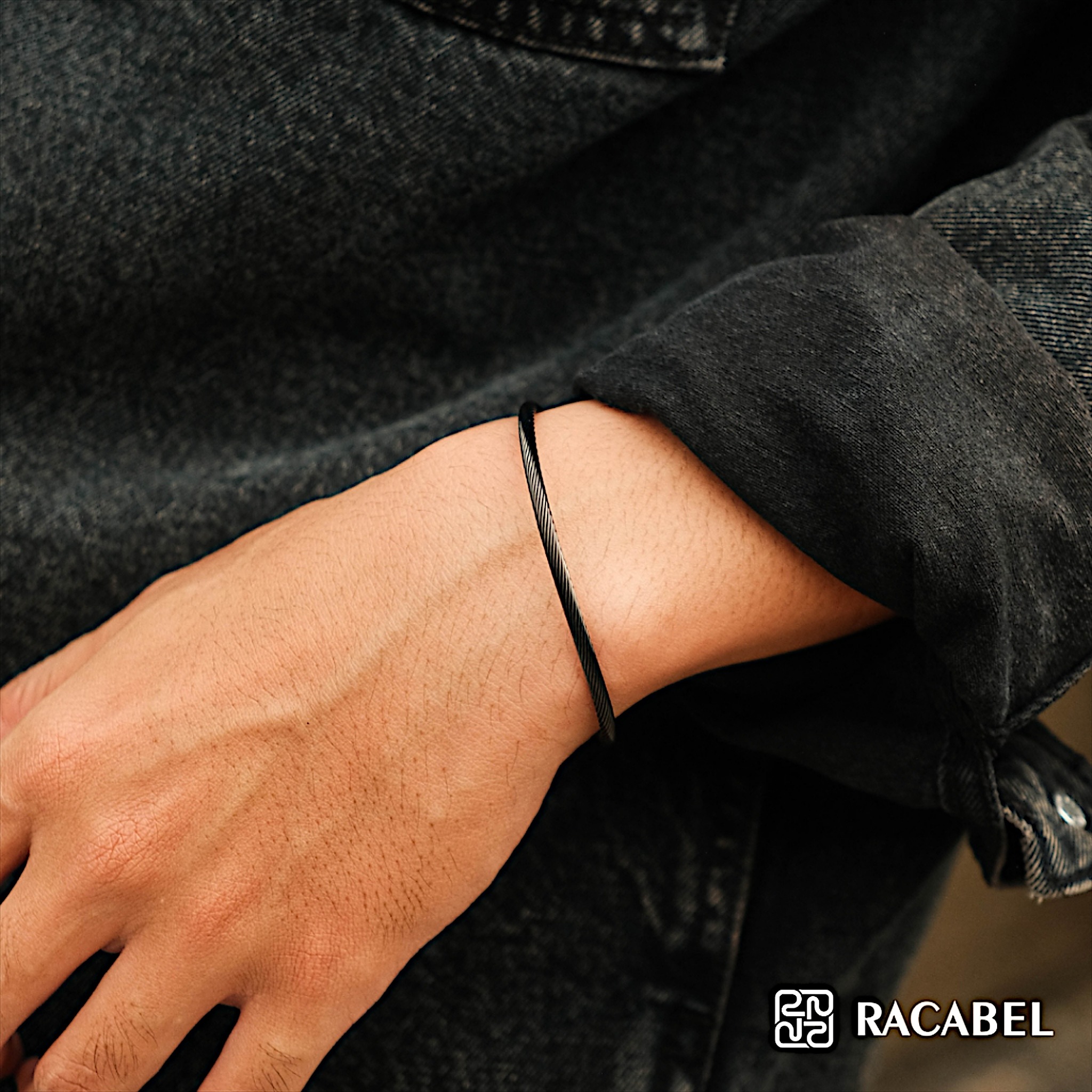 Racabel Forge Bracelet - Gelang Hitam Pria Stainless Steel Anti Karat