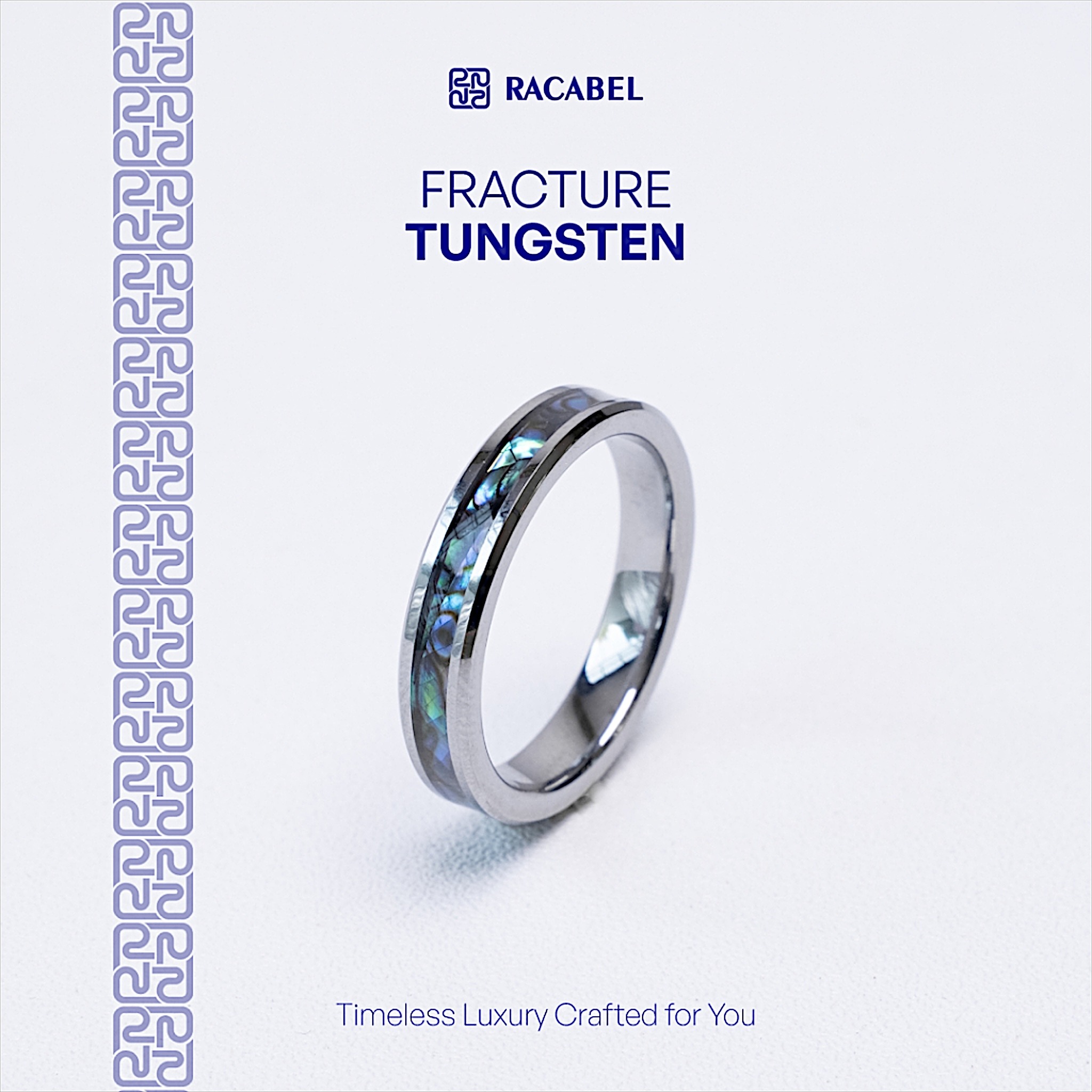 Racabel Fracture Ring - Cincin Tungsten Pria Wanita Silver Anti Karat