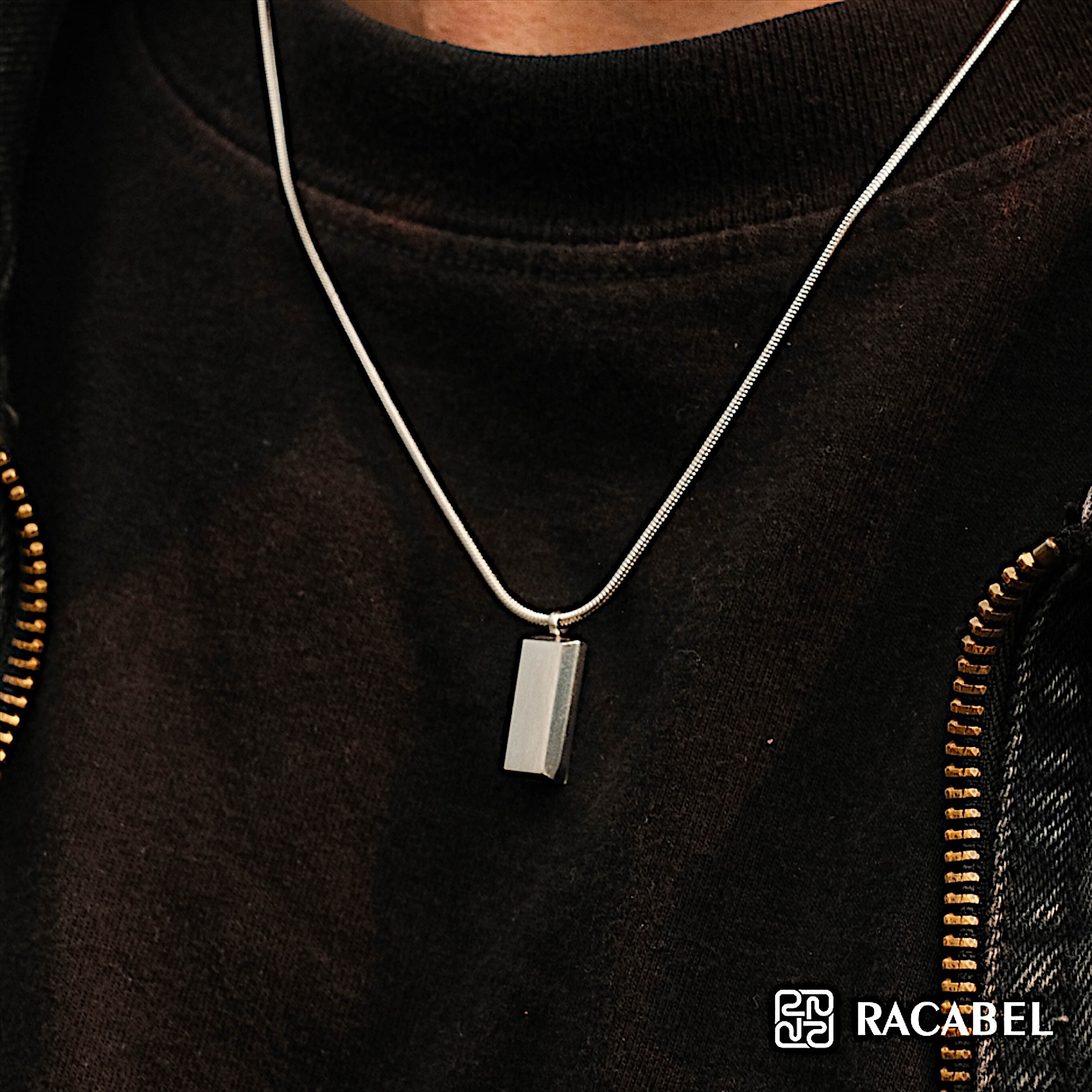 Racabel Kael Necklace - Kalung Silver Stainless steel Anti Karat Pria
