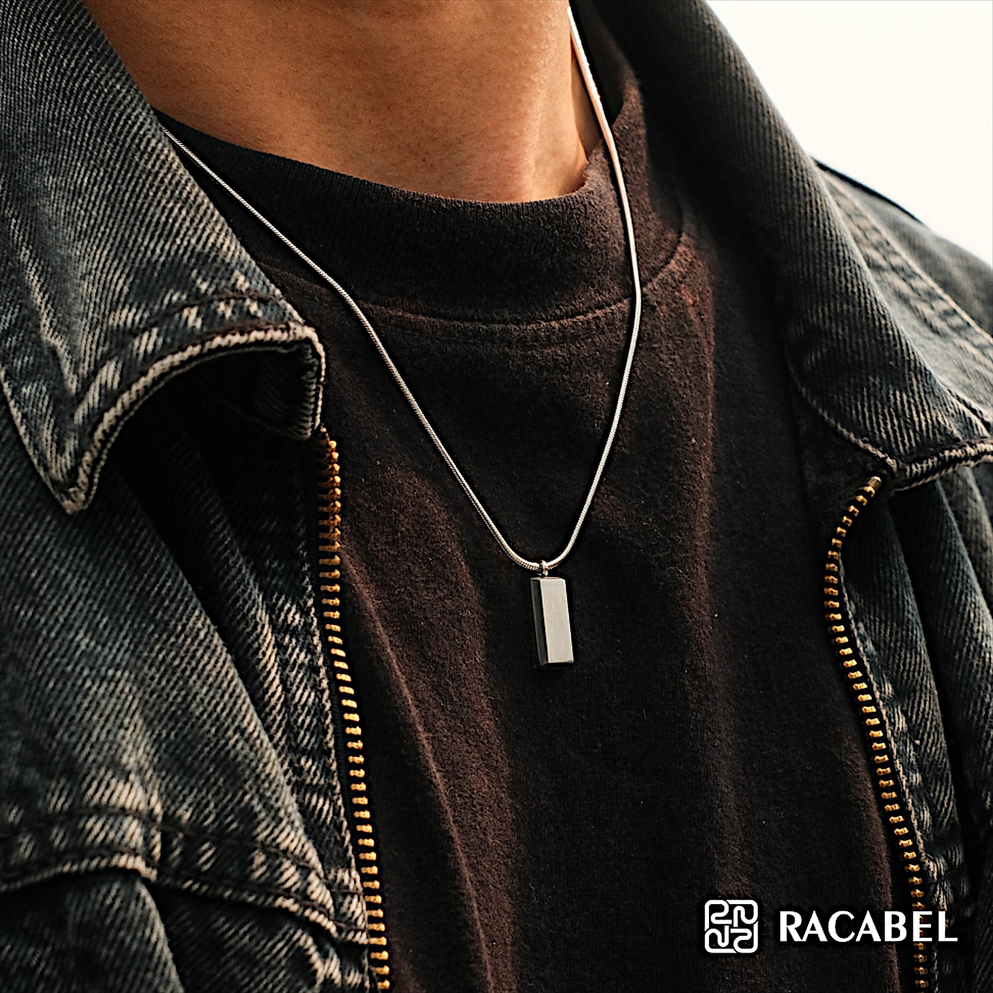 Racabel Kael Necklace - Kalung Silver Stainless steel Anti Karat Pria