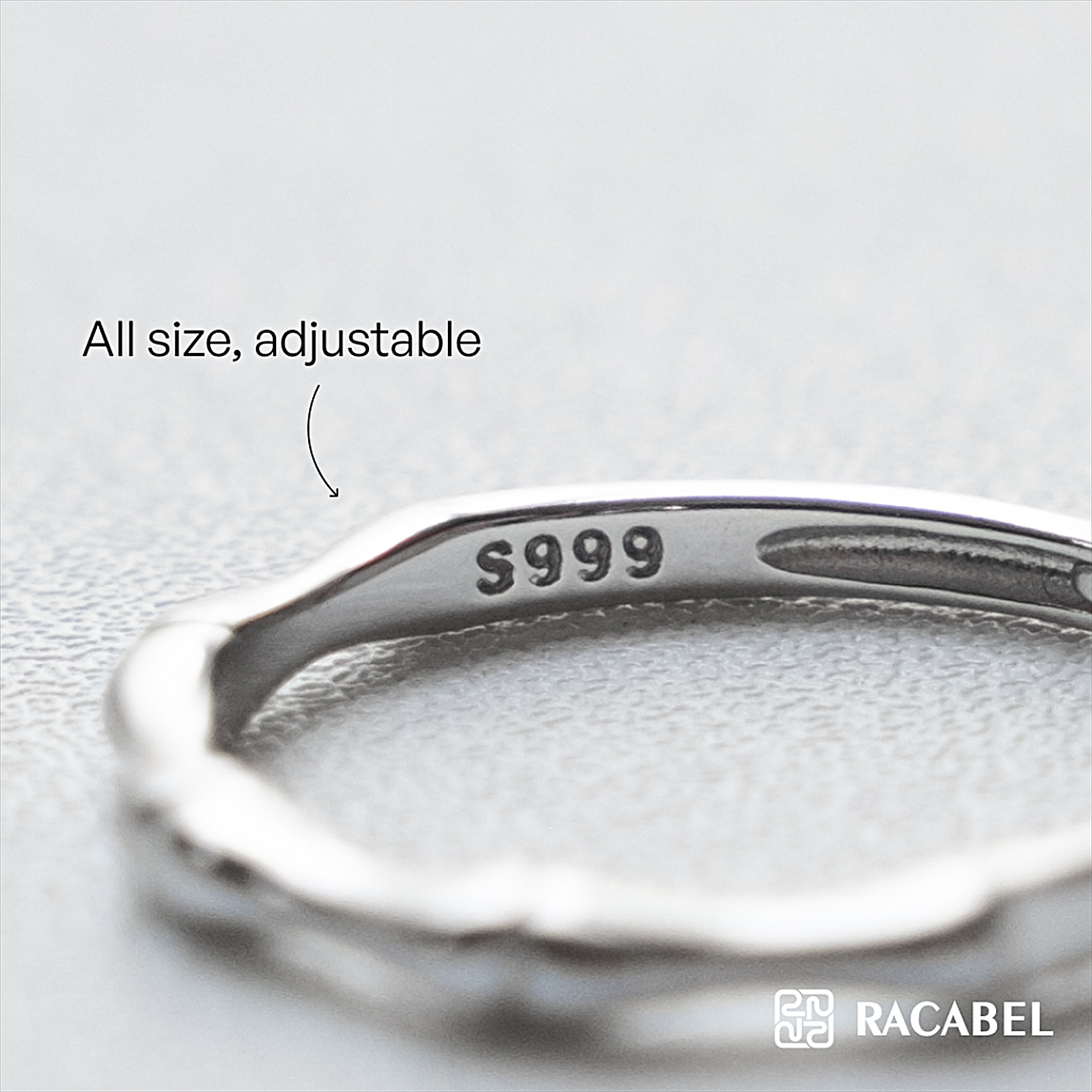 Racabel Kairo Ring - Cincin Pria Wanita Perak Asli Silver 999 Anti Karat