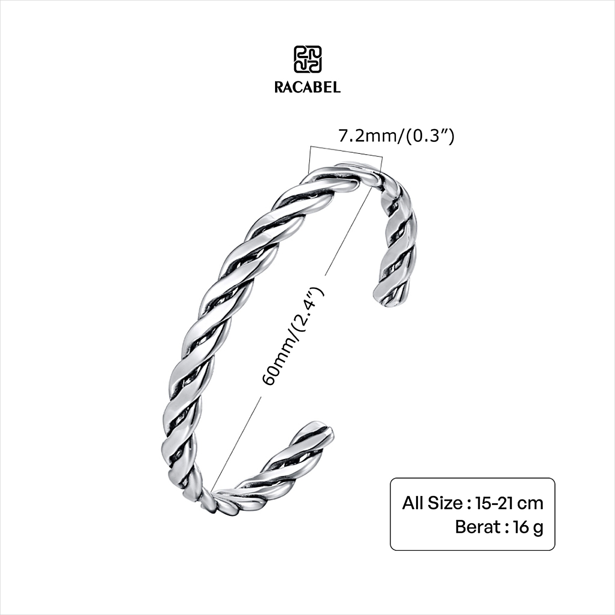 Racabel Kaleido Bangle - Gelang Pria Wanita Stainless Steel Anti Karat