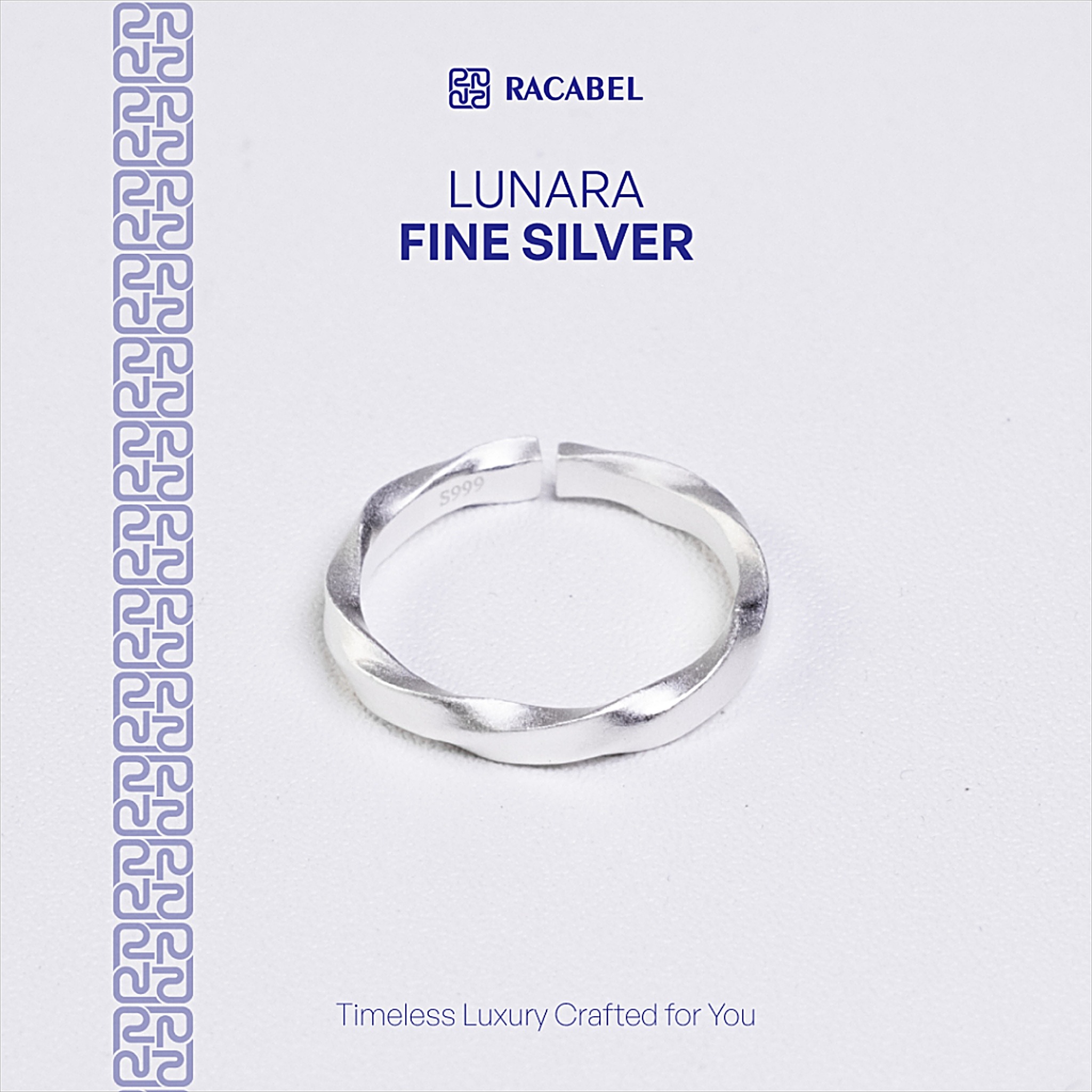 Racabel Lunara Ring - Cincin Pria Wanita Perak Asli Silver 999 Anti Karat