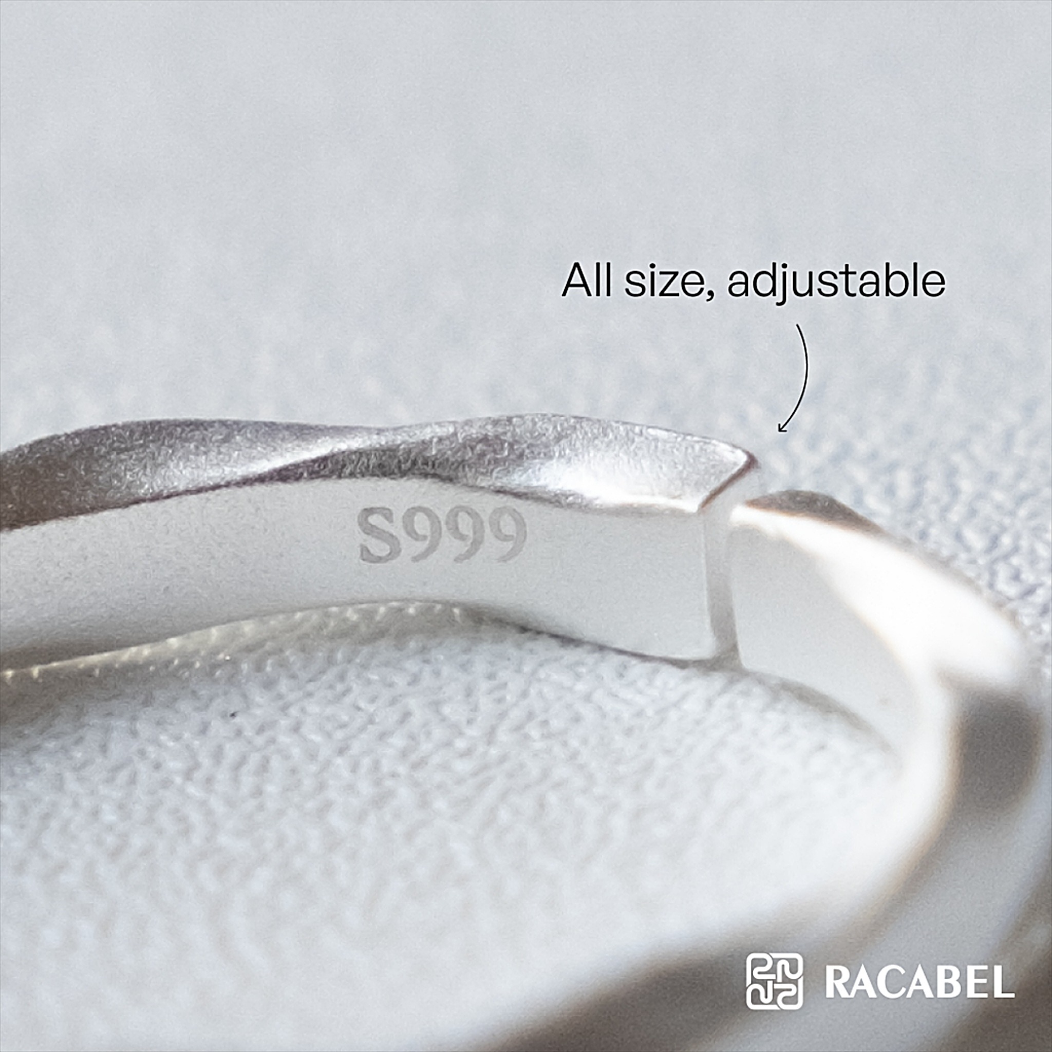 Racabel Lunara Ring - Cincin Pria Wanita Perak Asli Silver 999 Anti Karat