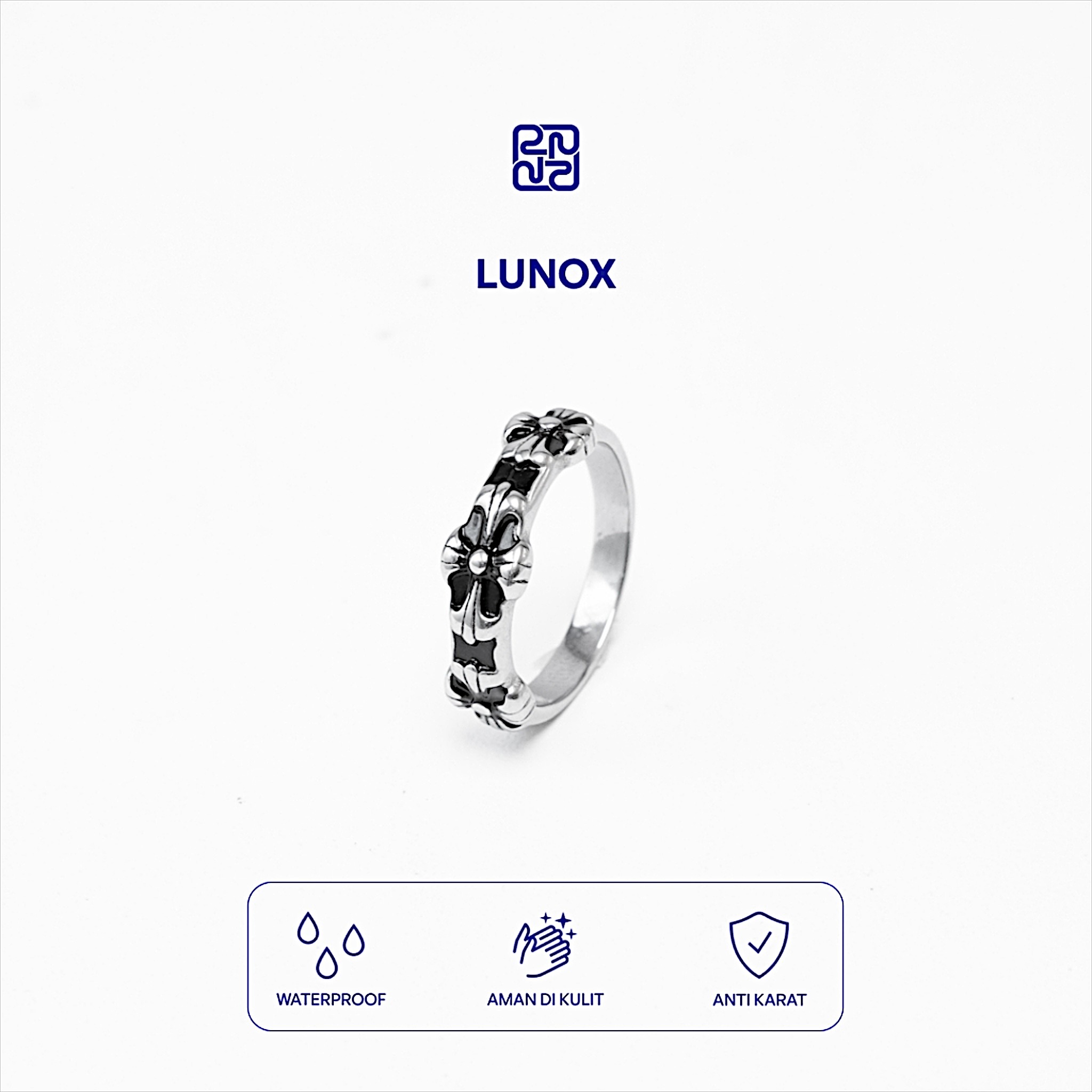 Racabel Lunox Ring - Cincin Pria Wanita Titanium Anti Karat