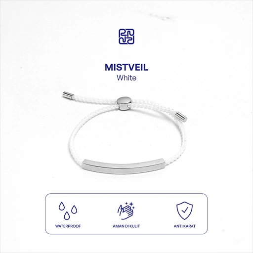 Racabel Mistveil White Bracelet Unisex - Gelang Putih Pria - Wanita Nylon Anti Karat