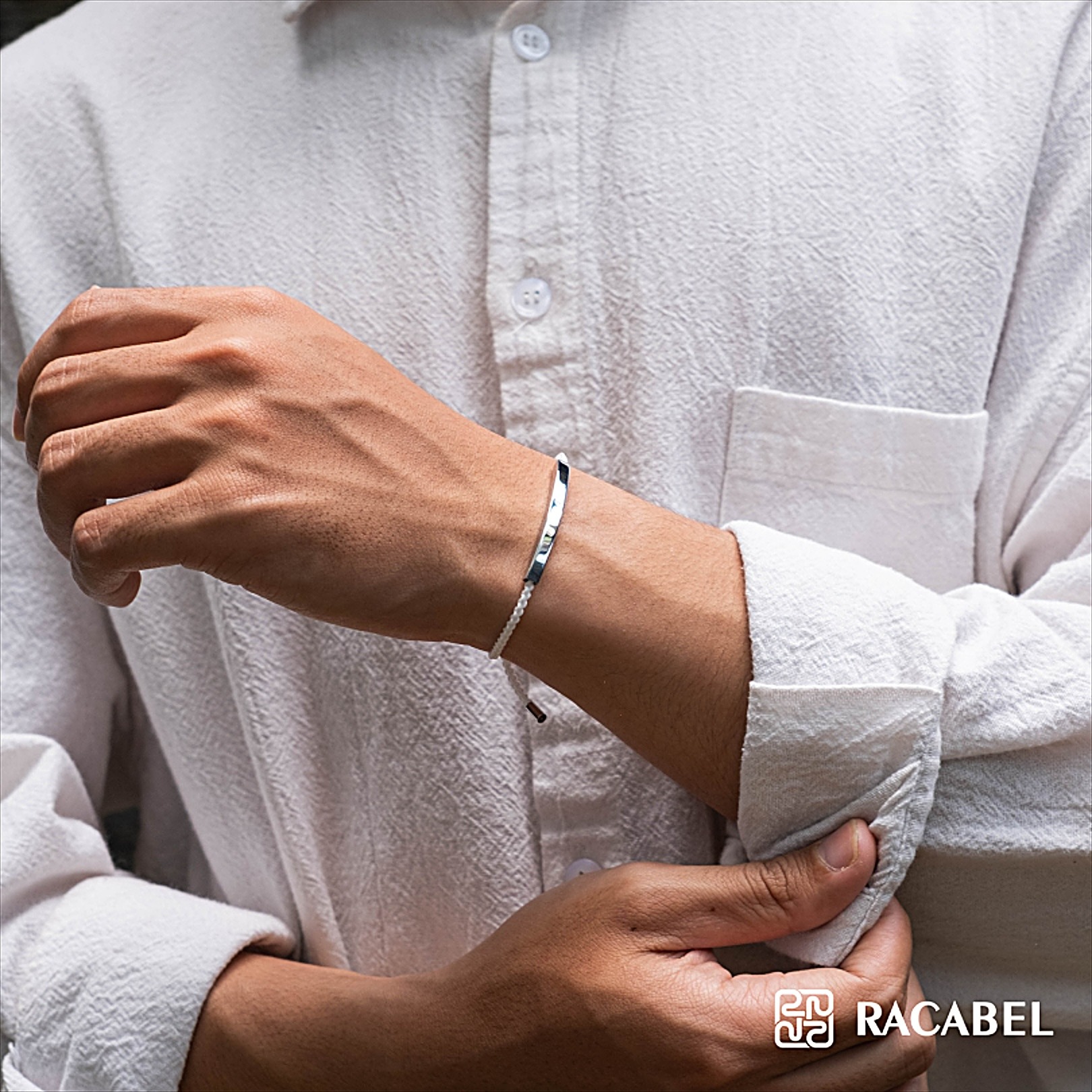 Racabel Mistveil White Bracelet Unisex - Gelang Putih Pria - Wanita Nylon Anti Karat
