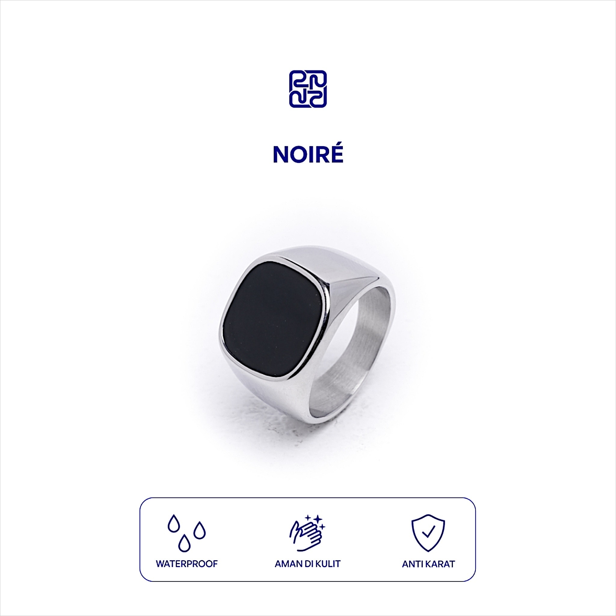 Racabel Noire Ring - Cincin Pria Wanita Titanium Anti Karat