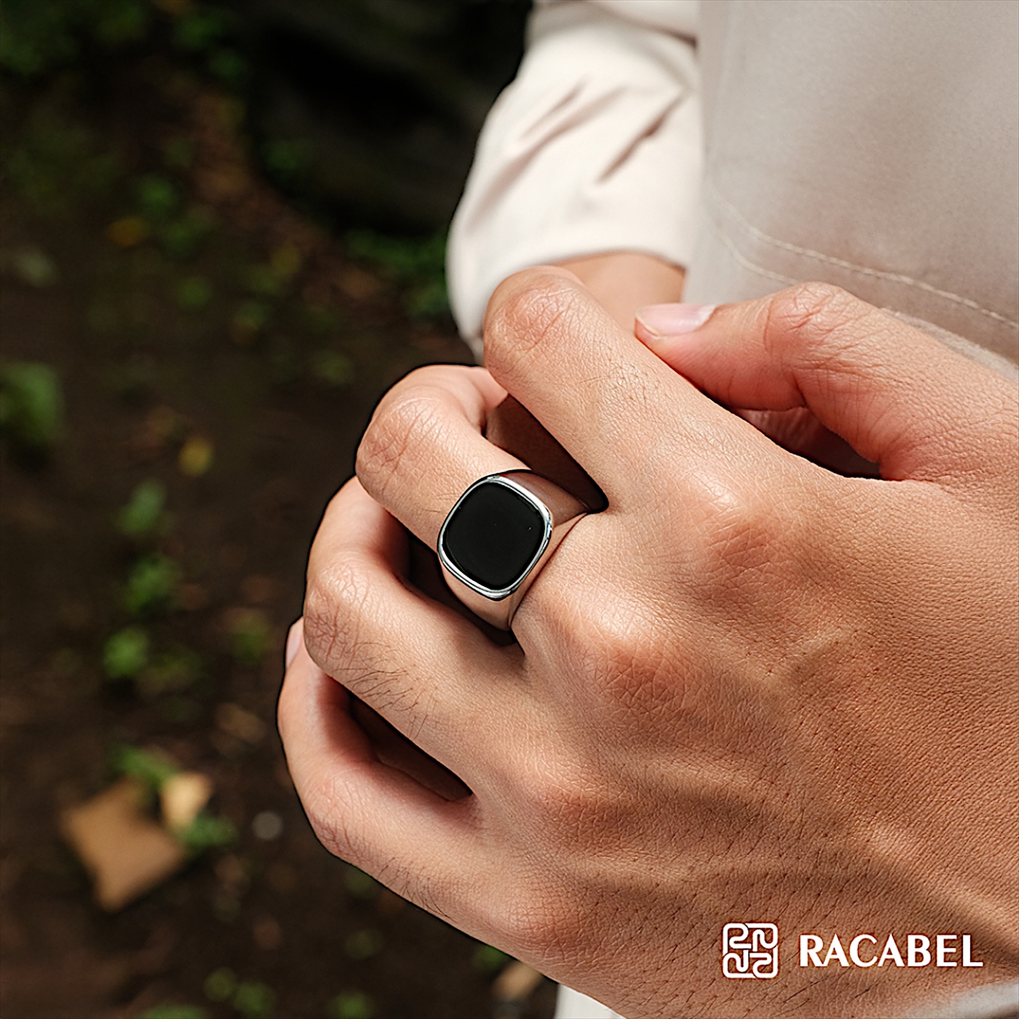 Racabel Noire Ring - Cincin Pria Wanita Titanium Anti Karat