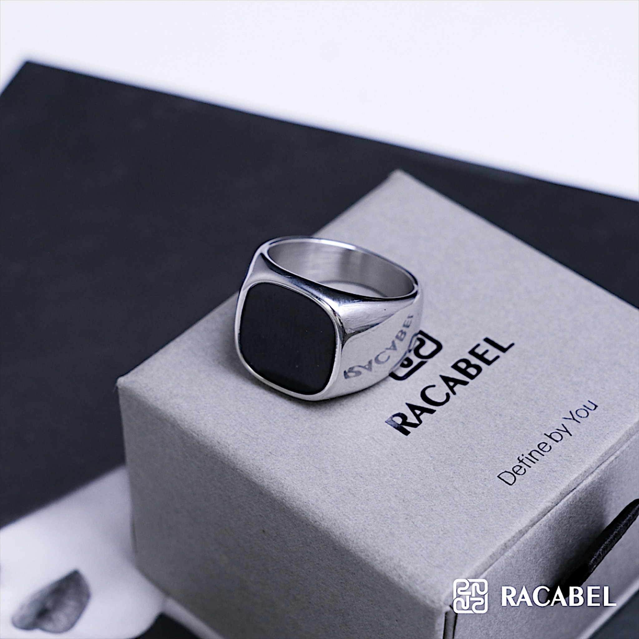 Racabel Noire Ring - Cincin Pria Wanita Titanium Anti Karat