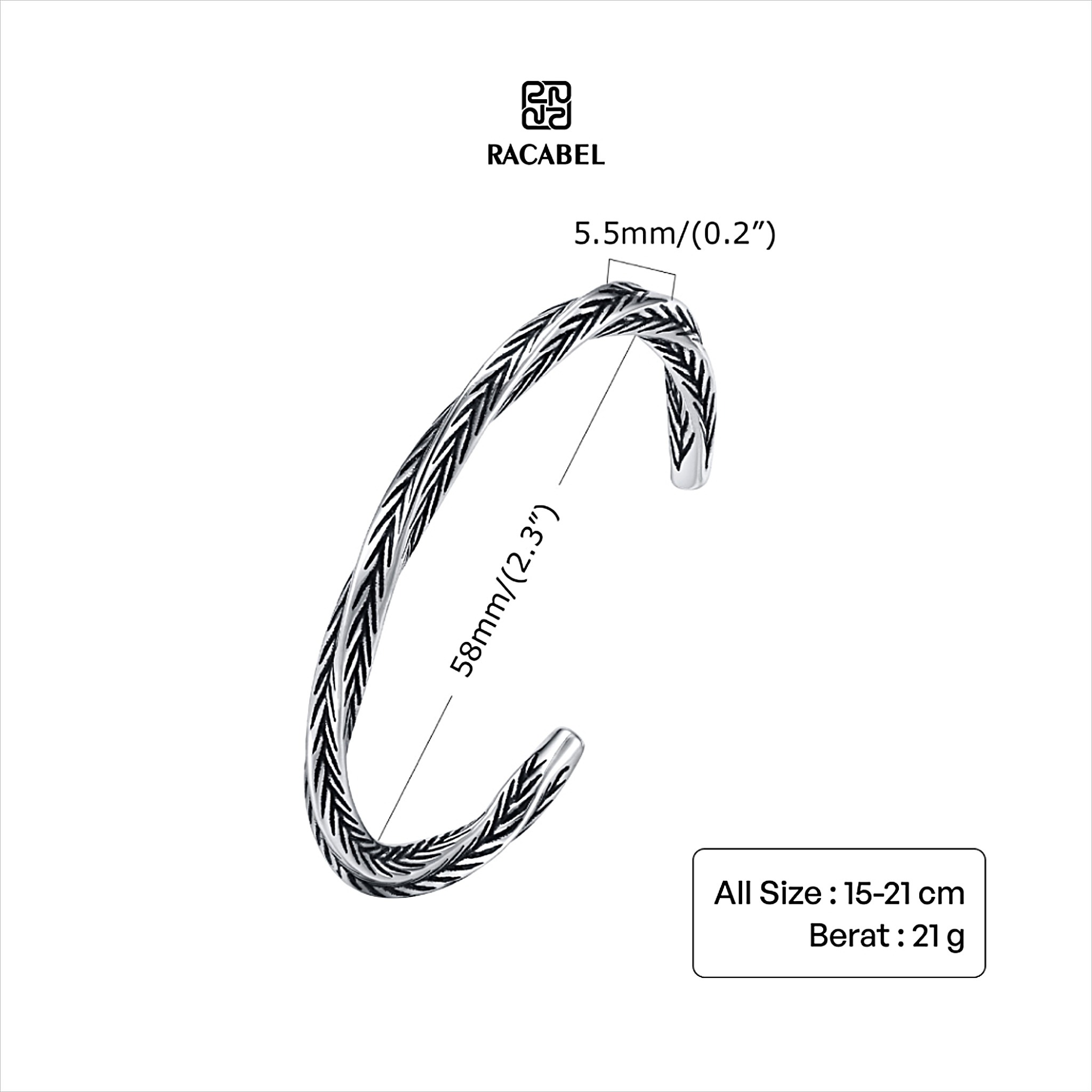 Racabel Serpent Bangle - Gelang Pria Wanita Stainless Steel Anti Karat