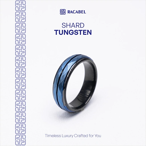 Racabel Shard Ring - Cincin Tungsten Pria Hitam Anti Karat