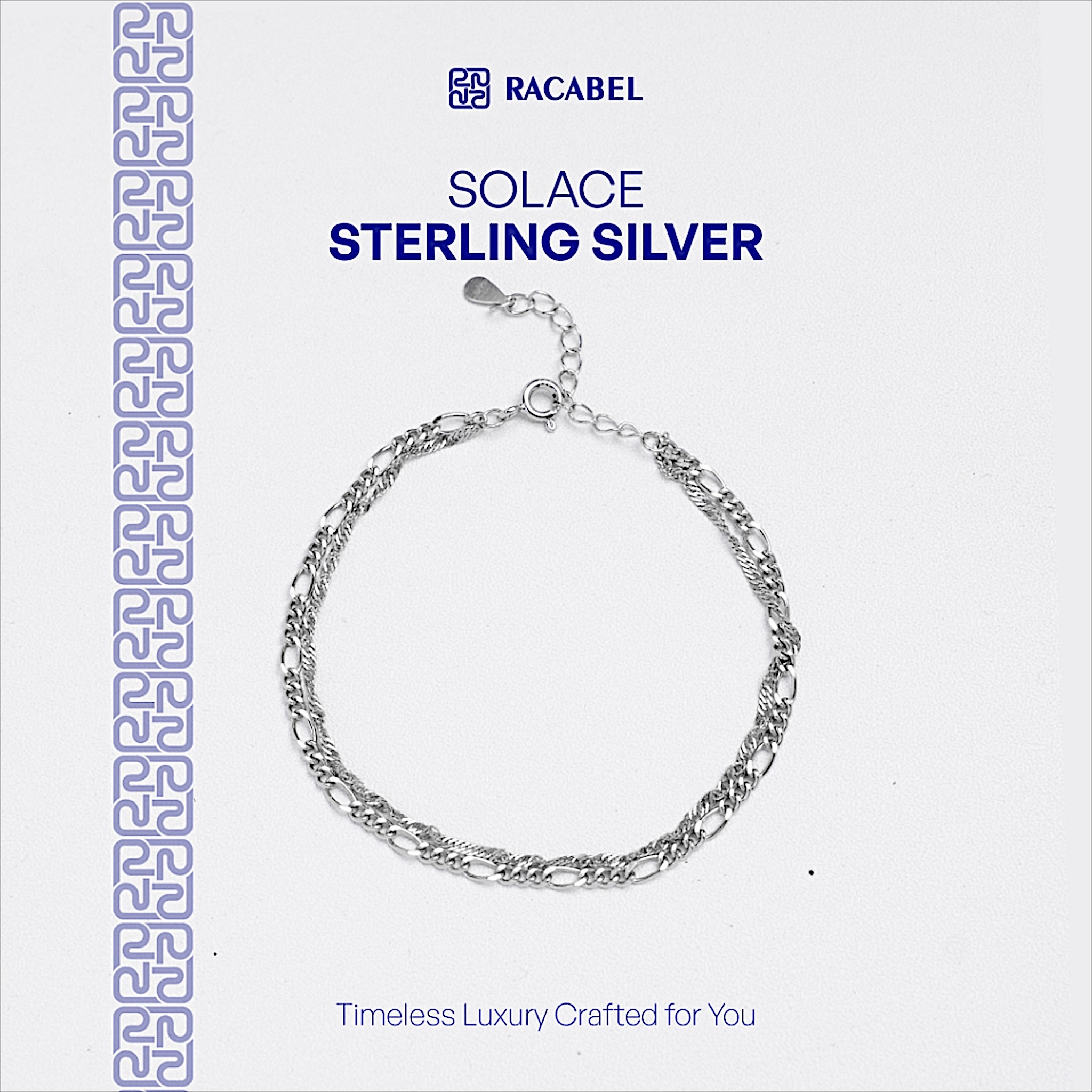 Racabel Solace Bracelet - Gelang Pria Wanita Sterling Silver 925 Anti Karat