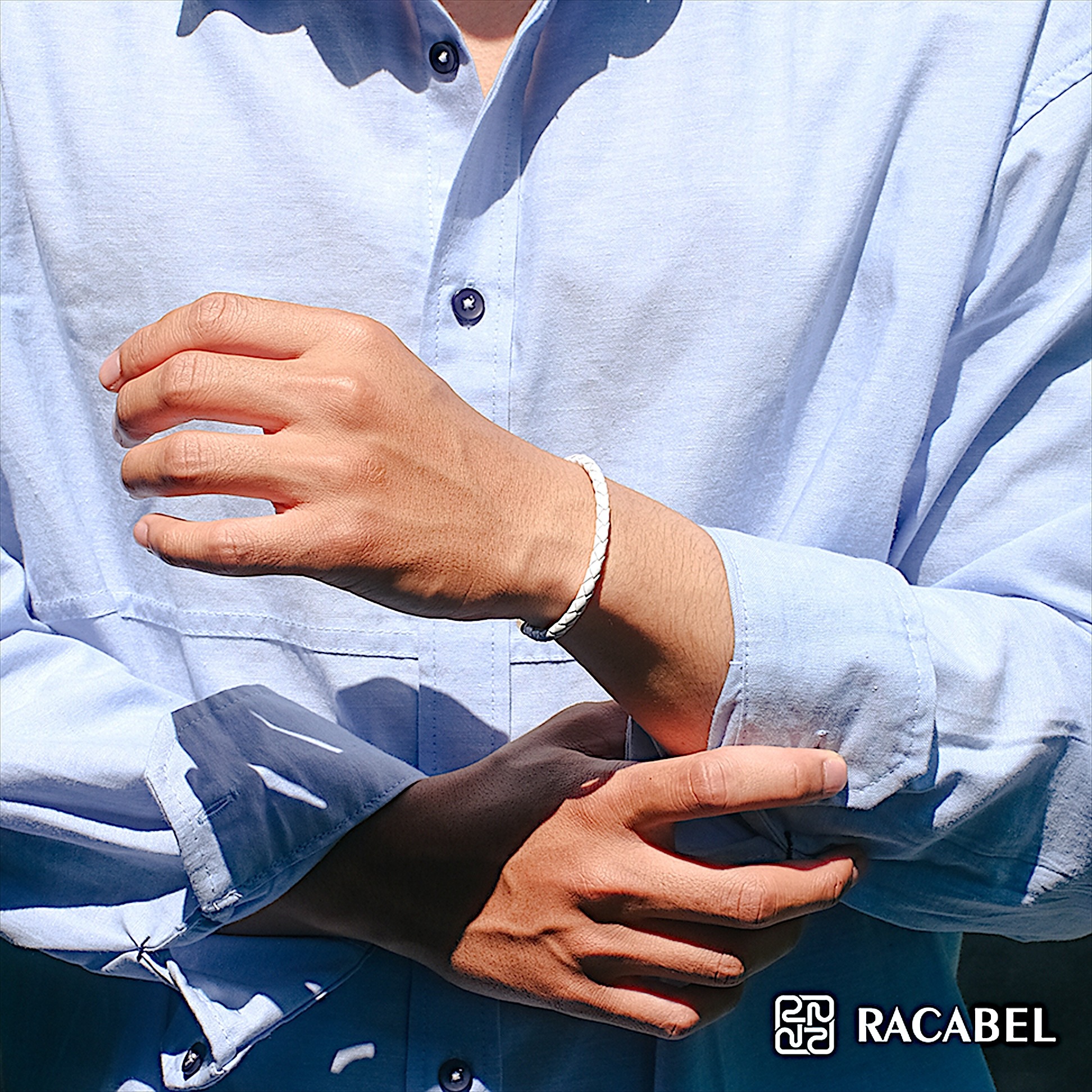 Racabel Spatium Bracelet - Gelang Kulit Unisex Stainless Steel Anti Karat