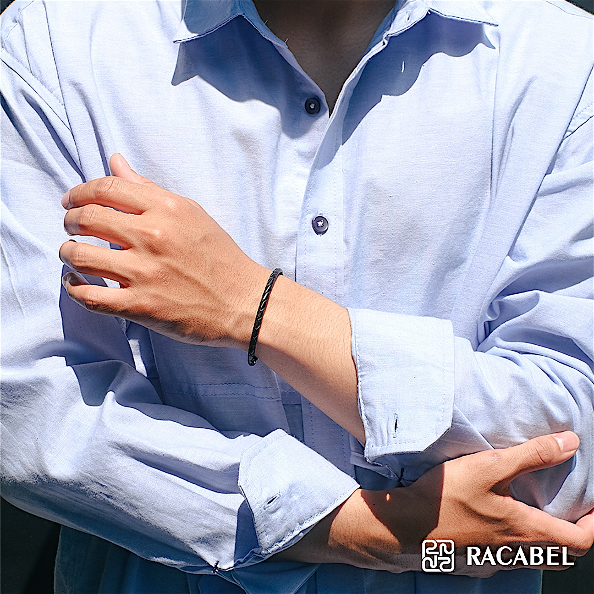 Racabel Spatium Bracelet - Gelang Kulit Unisex Stainless Steel Anti Karat