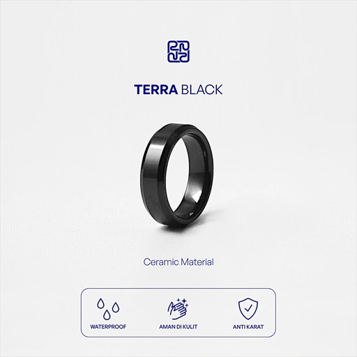 Racabel Terra Ceramic Ring Black - Cincin Pria Wanita Keramik Hitam Anti Karat