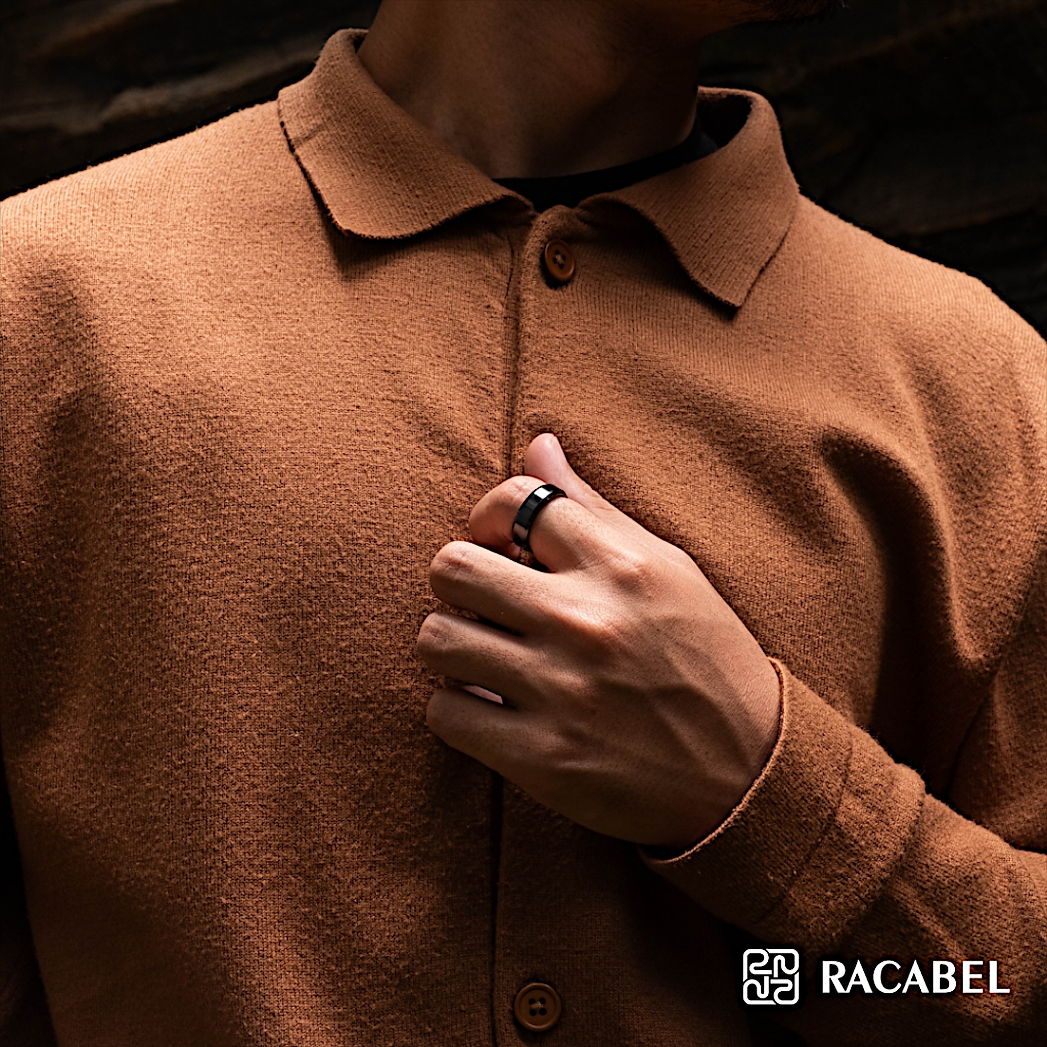 Racabel Terra Ceramic Ring Black - Cincin Pria Wanita Keramik Hitam Anti Karat