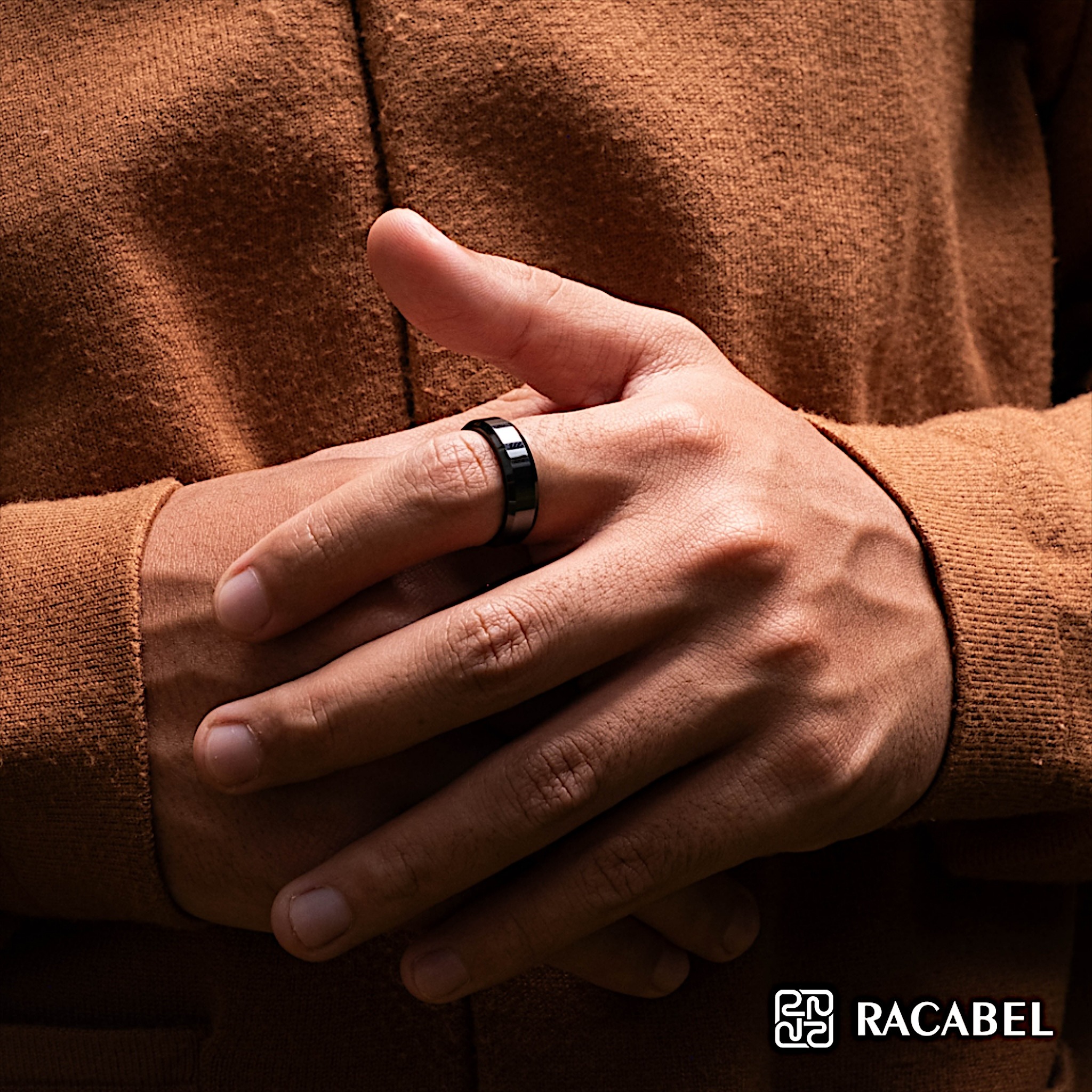 Racabel Terra Ceramic Ring Black - Cincin Pria Wanita Keramik Hitam Anti Karat