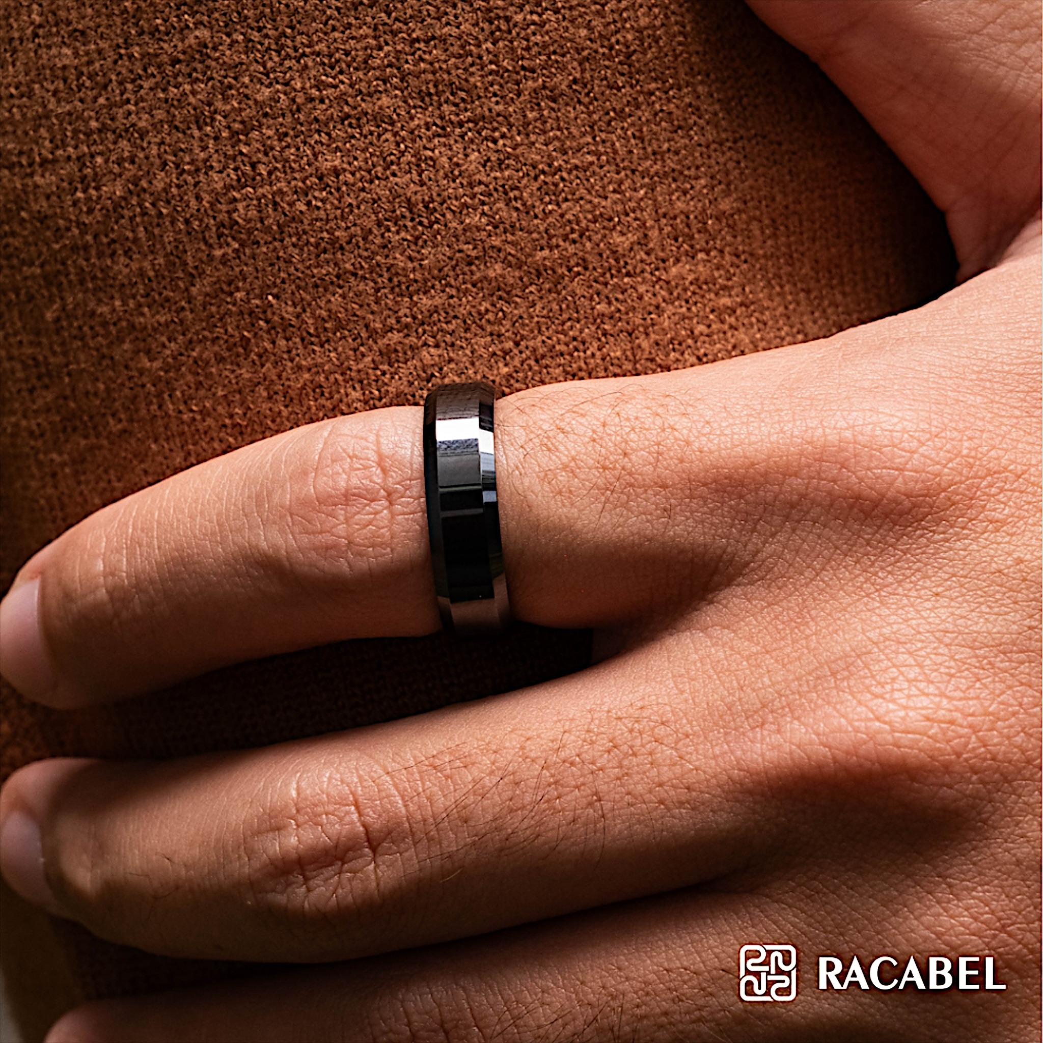 Racabel Terra Ceramic Ring Black - Cincin Pria Wanita Keramik Hitam Anti Karat