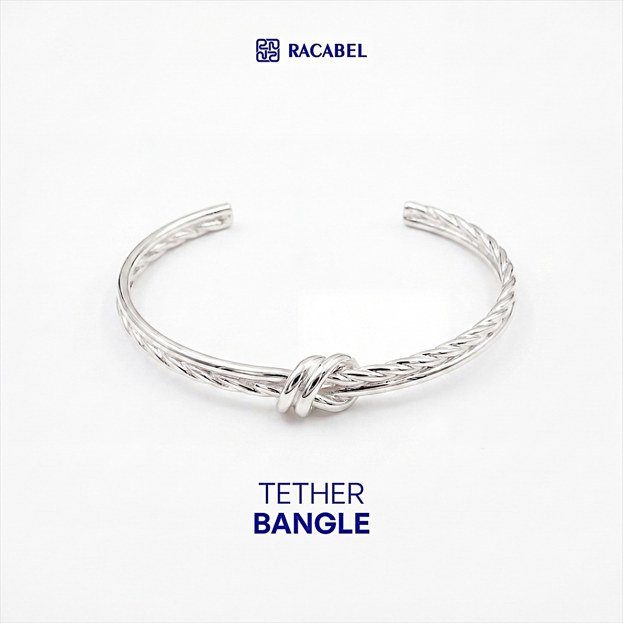 Racabel Gelang Bangle Tether - Stainless Steel Anti Karat Warna Silver Unisex Pria Wanita Simple