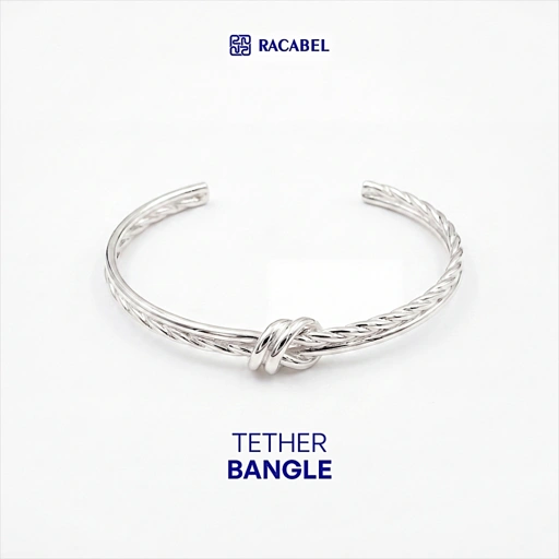 Racabel Gelang Bangle Tether - Stainless Steel Anti Karat Warna Silver Unisex Pria Wanita Simple
